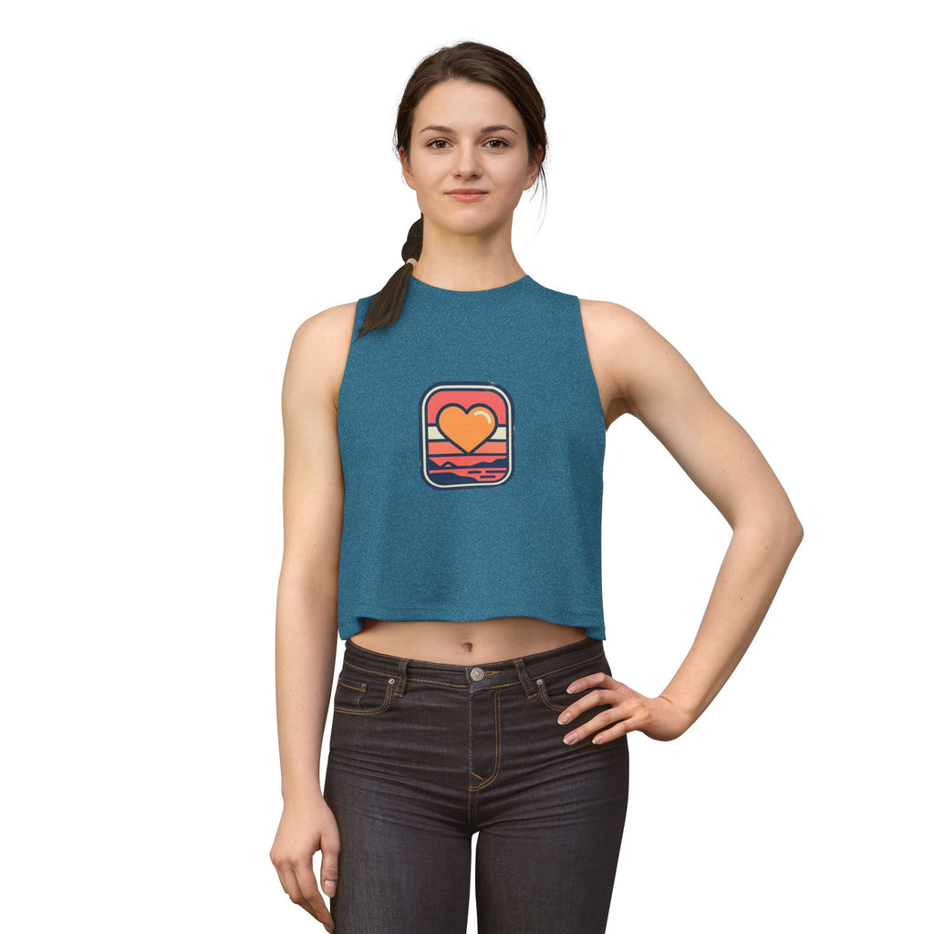 Heart Sunset Crop Top — Retro Beach Love Tank