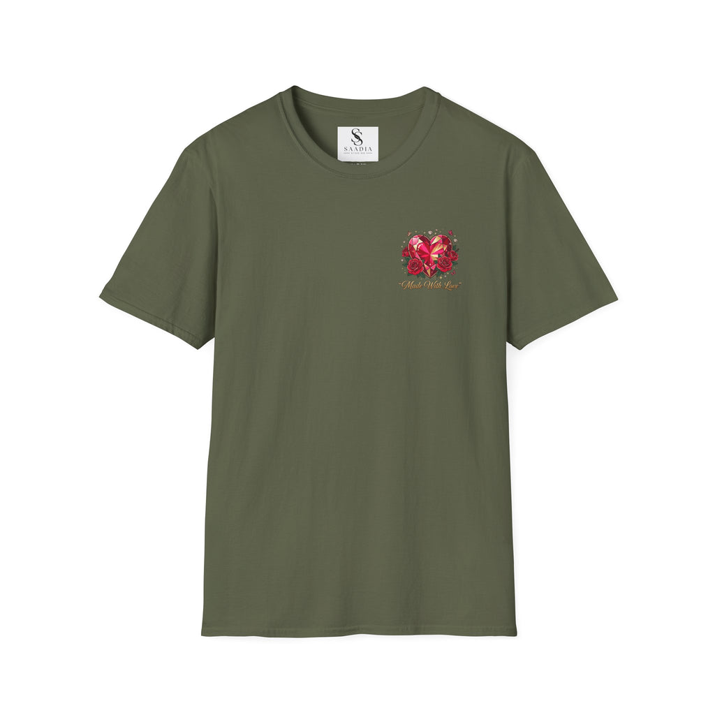 Heart Floral Graphic T-Shirt — "Made With Love" Chest Print