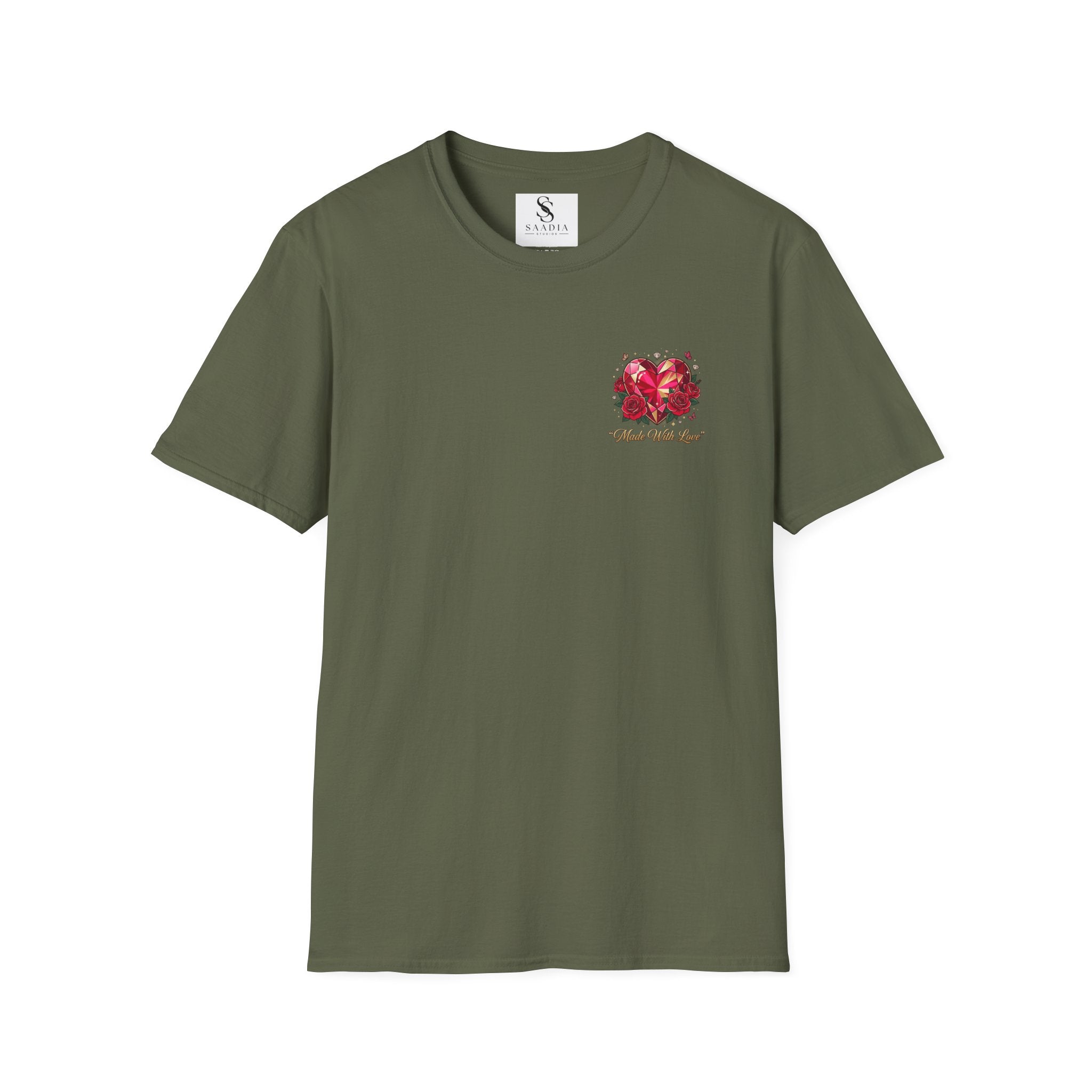 Heart Floral Graphic T-Shirt — "Made With Love" Chest Print