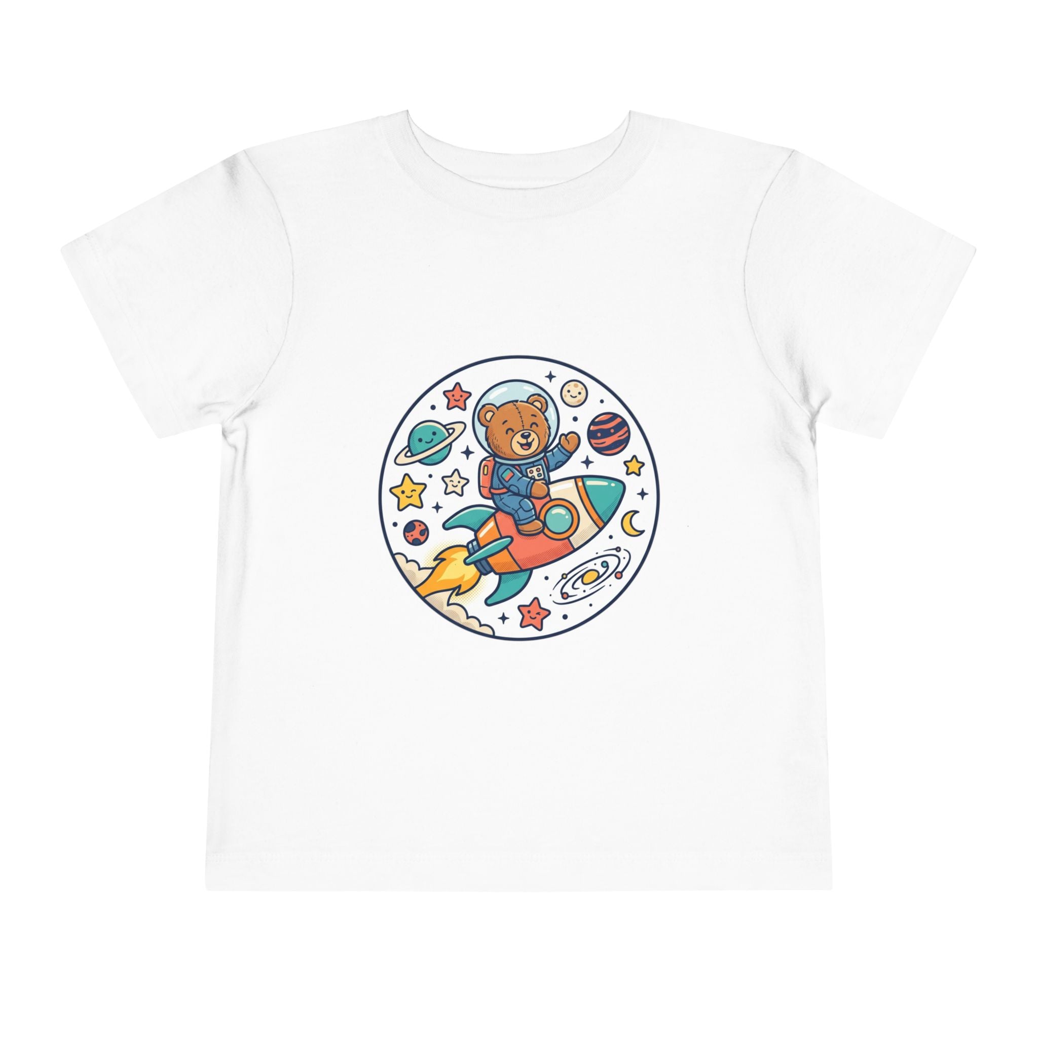 Toddler Tee — 'Dream Big Explore More' Space Bear Rocket Shirt