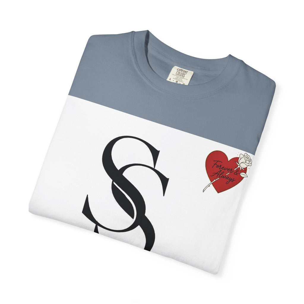 Saadia Studios Logo T-Shirt — SS Monogram Tee with Heart Accent