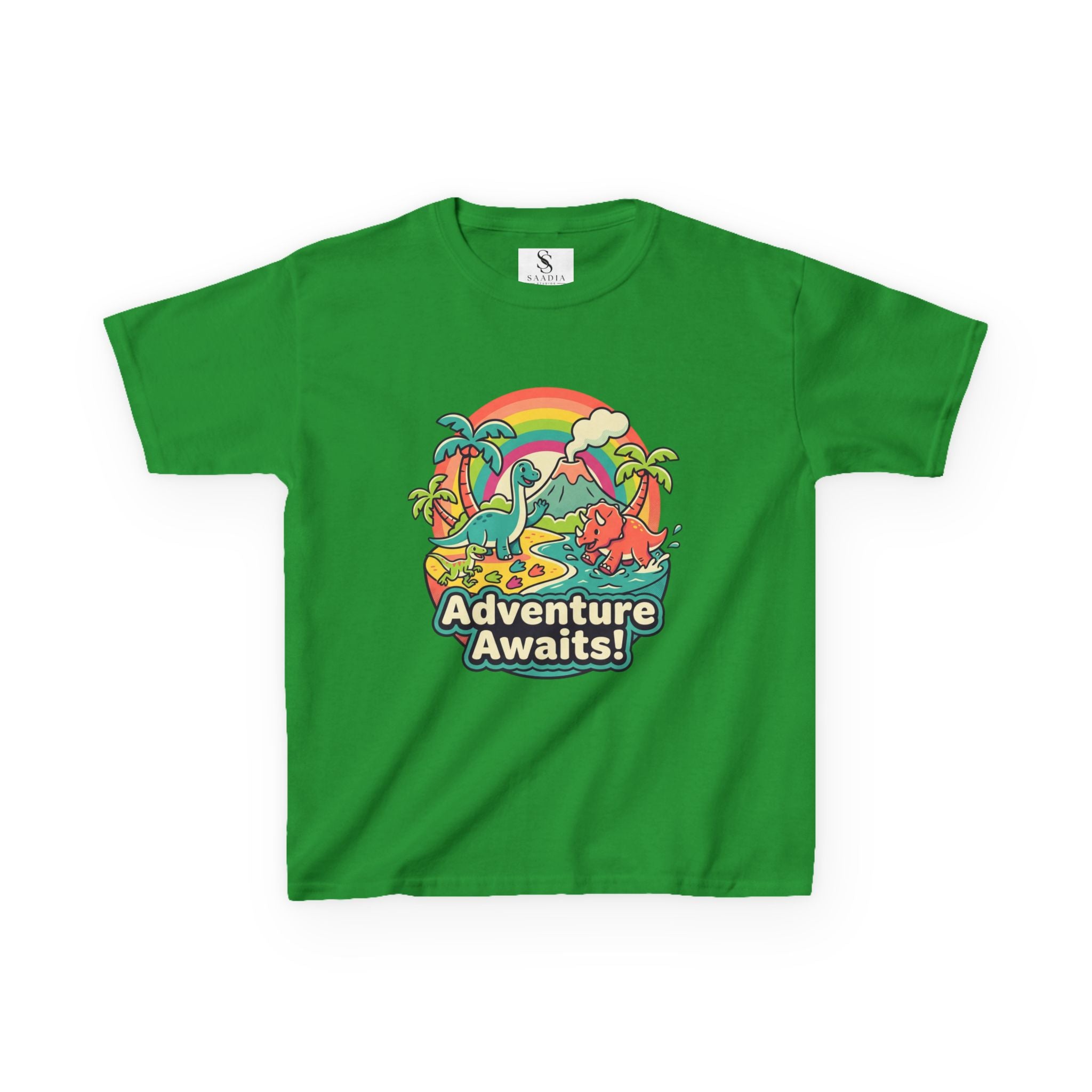Kids Tee — "Adventure Awaits!" Dino Beach Graphic