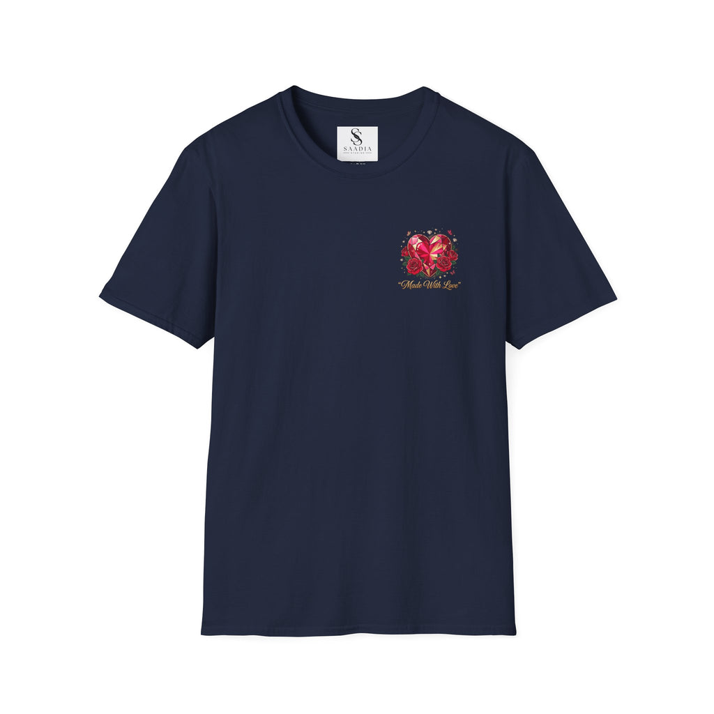 Heart Floral Graphic T-Shirt — "Made With Love" Chest Print