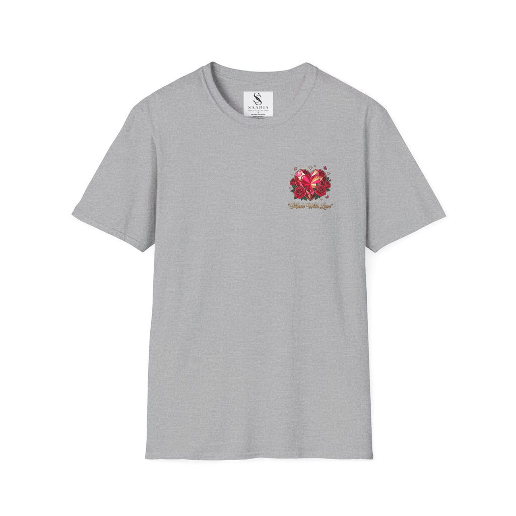 Heart Floral Graphic T-Shirt — "Made With Love" Chest Print