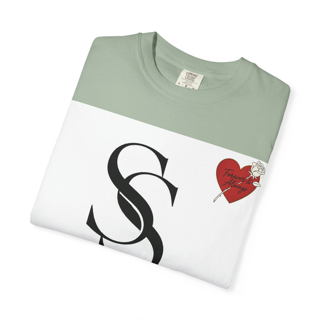 Saadia Studios Logo T-Shirt — SS Monogram Tee with Heart Accent