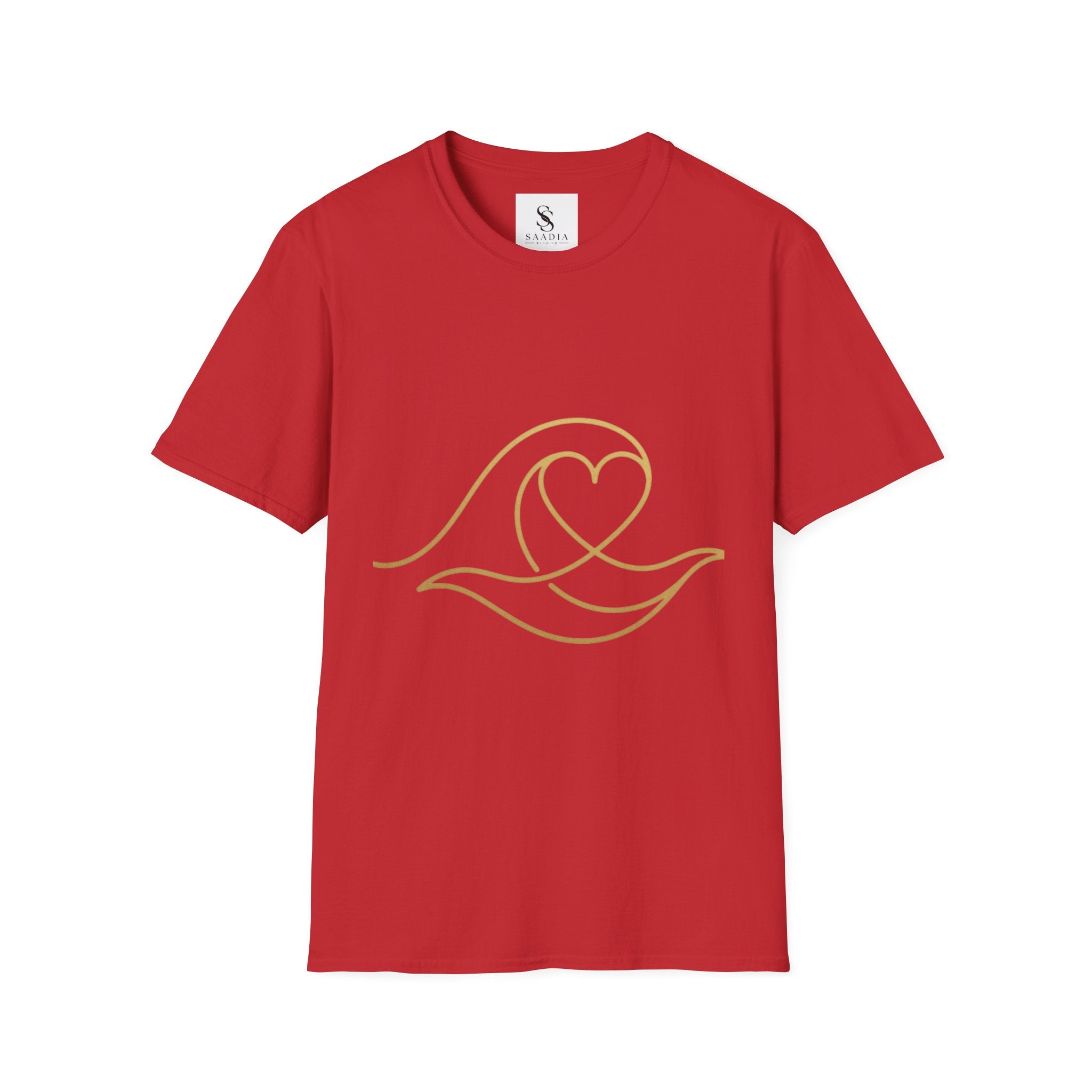 T-Shirt — Minimal Gold Wave Heart Graphic Tee | Beachy, Romantic Casual Top