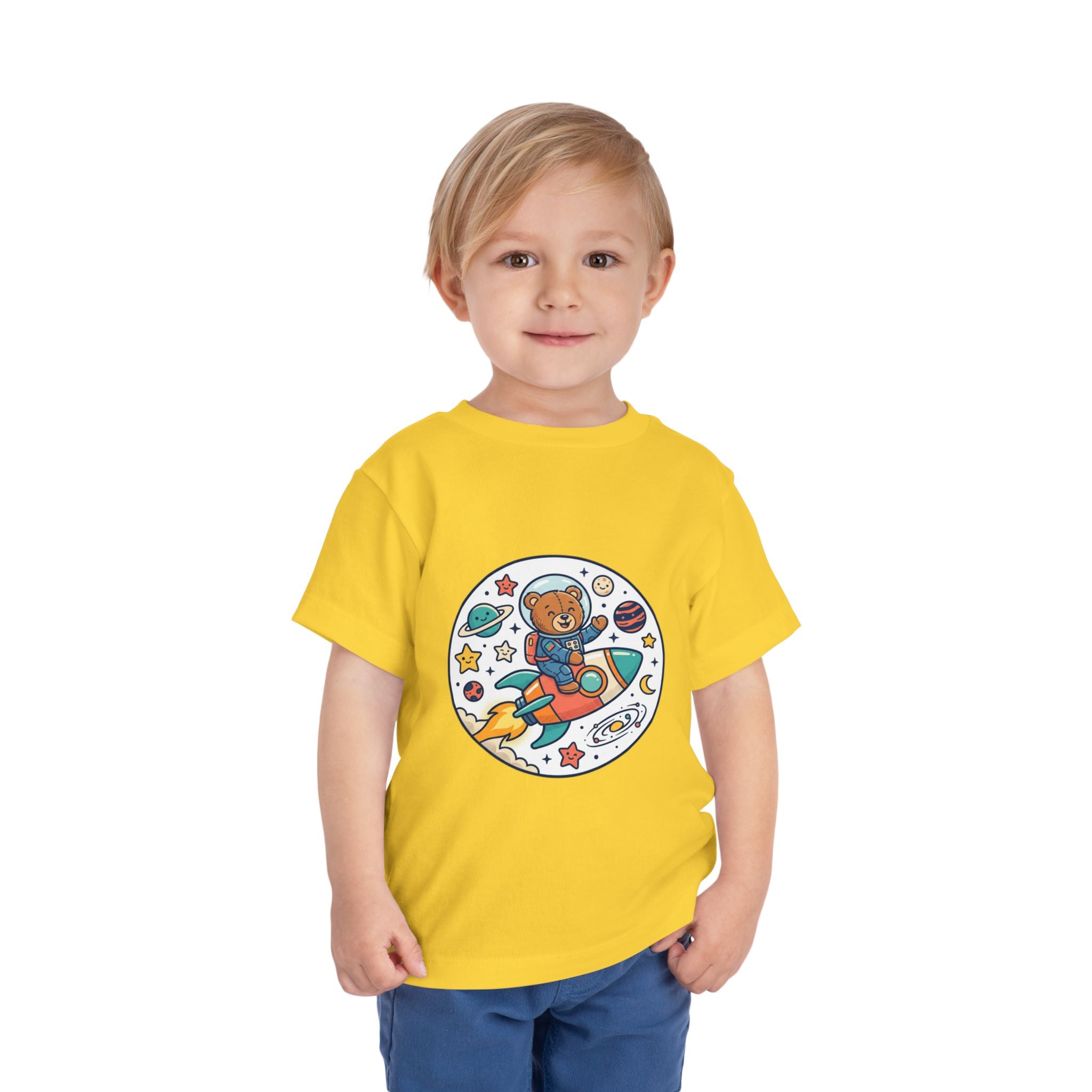 Toddler Tee — 'Dream Big Explore More' Space Bear Rocket Shirt
