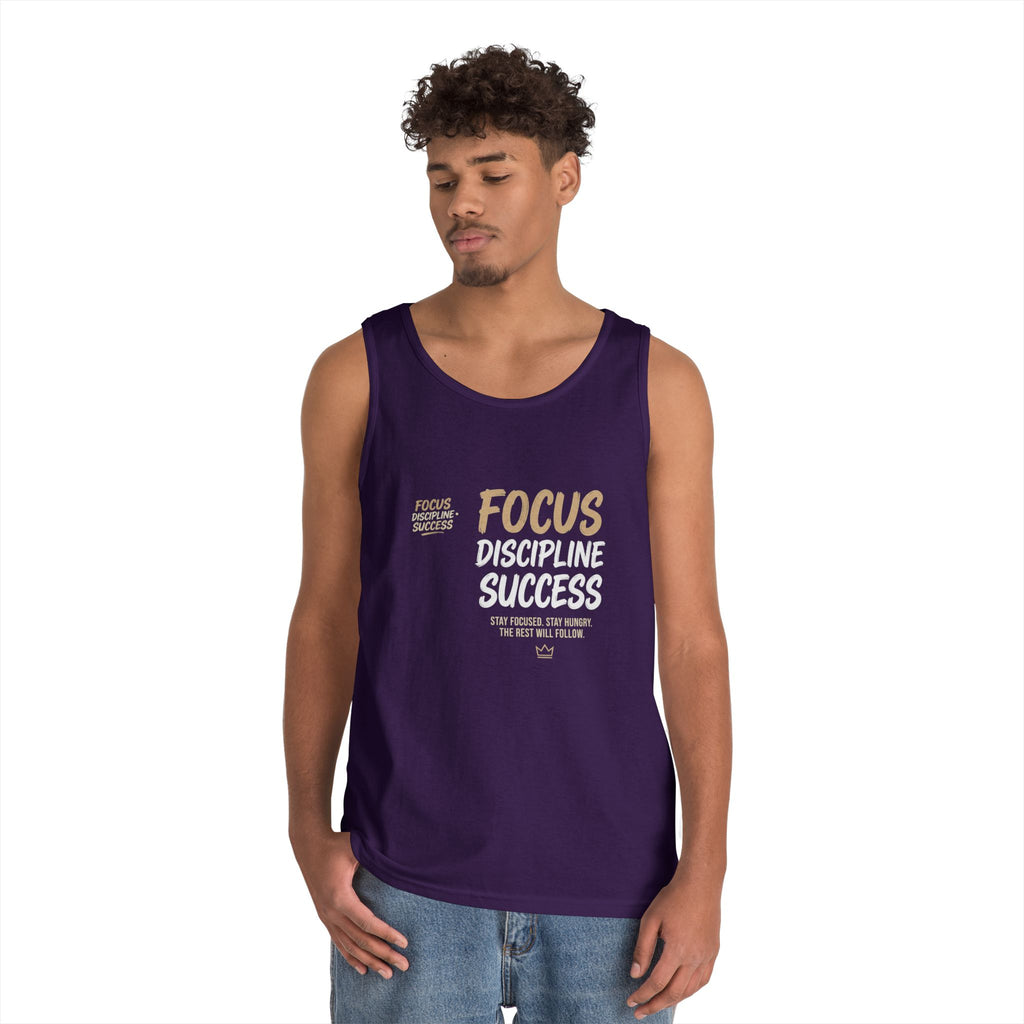 Motivational 'FOCUS Discipline Success' Cotton Tank Top