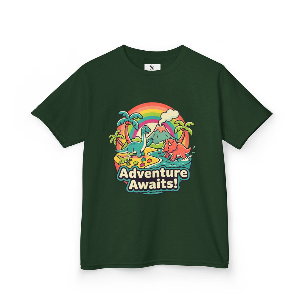 Kids Tee — "Adventure Awaits!" Dino Beach Graphic