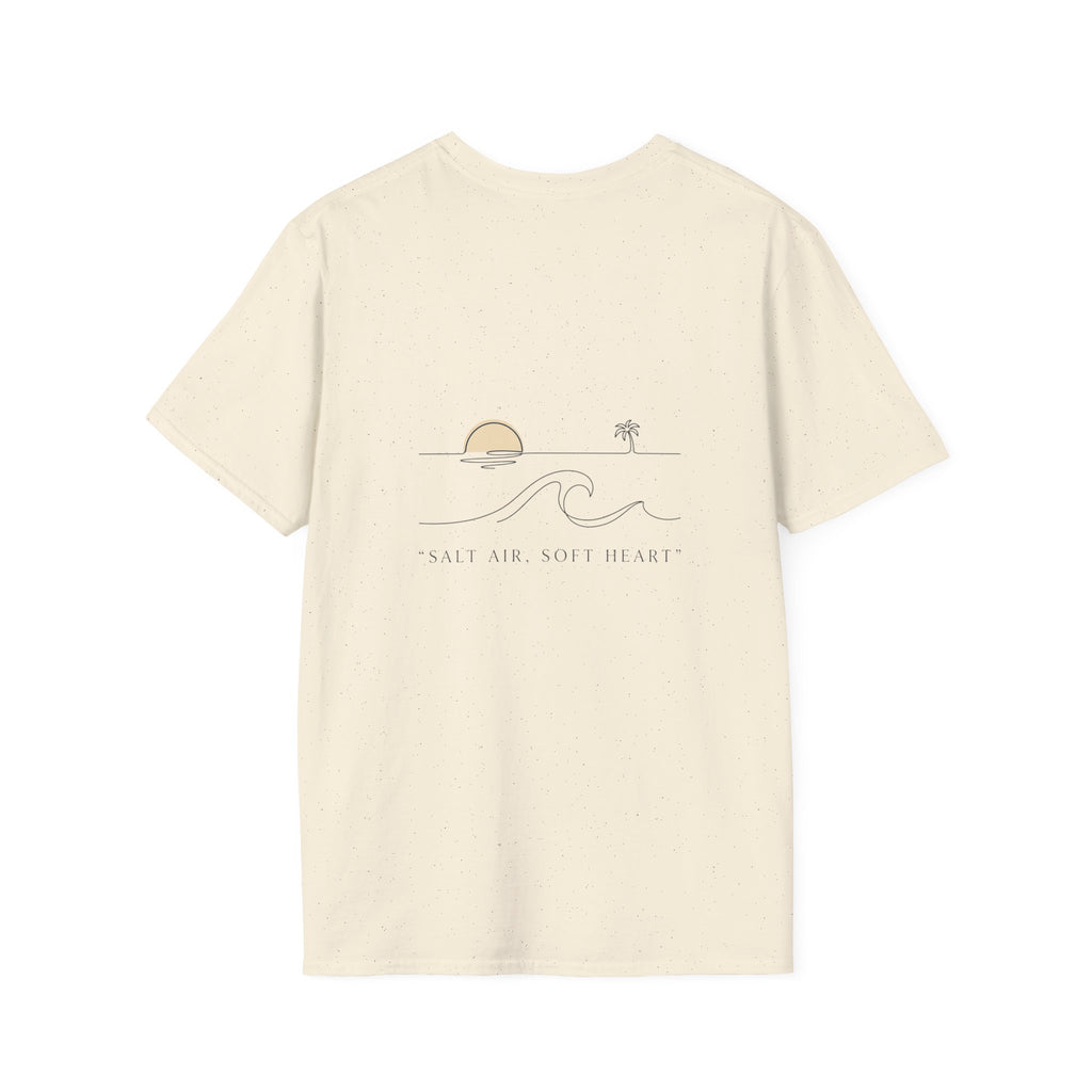T-Shirt — Minimal Gold Wave Heart Graphic Tee | Beachy, Romantic Casual Top
