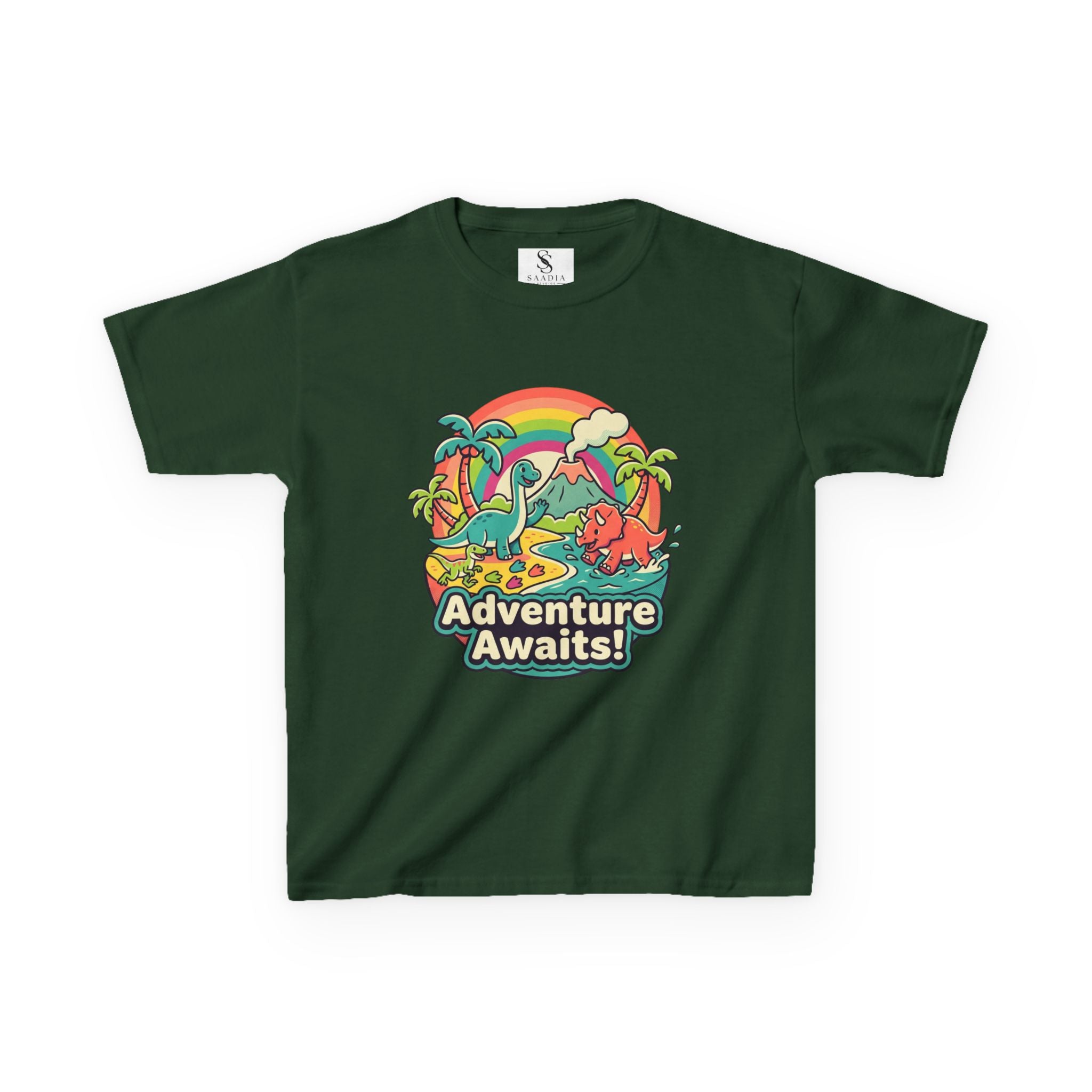 Kids Tee — "Adventure Awaits!" Dino Beach Graphic