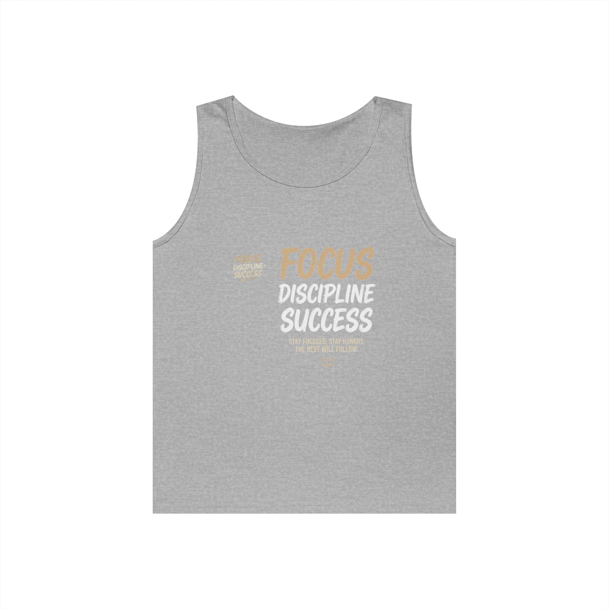 Motivational 'FOCUS Discipline Success' Cotton Tank Top