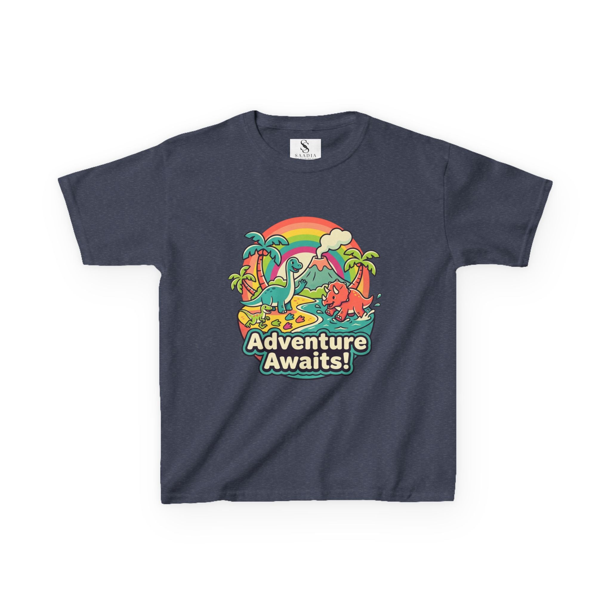 Kids Tee — "Adventure Awaits!" Dino Beach Graphic
