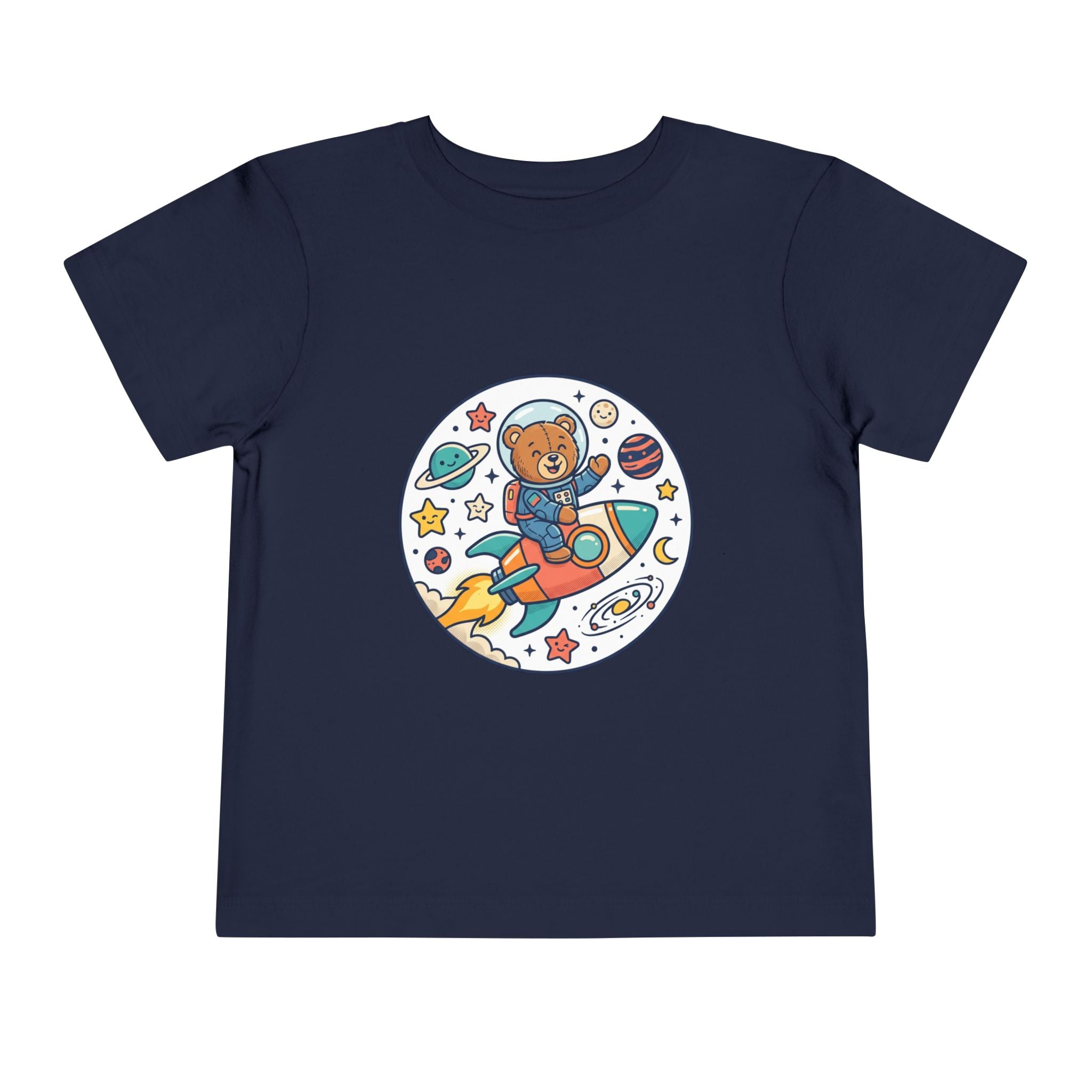 Toddler Tee — 'Dream Big Explore More' Space Bear Rocket Shirt