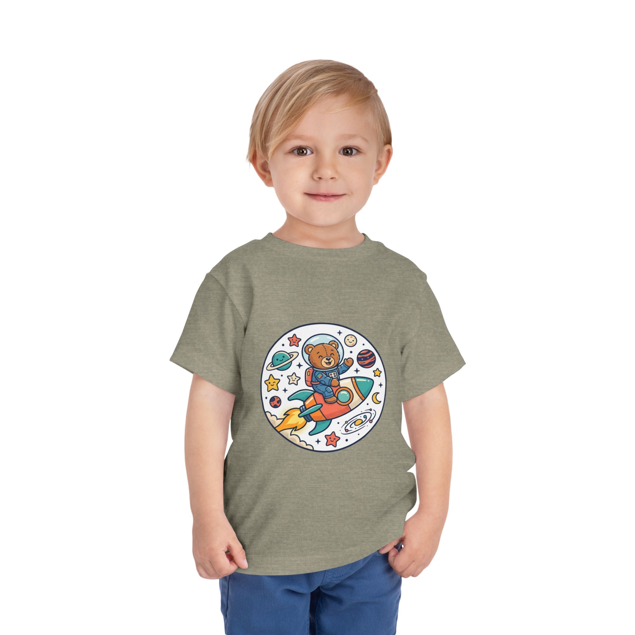 Toddler Tee — 'Dream Big Explore More' Space Bear Rocket Shirt