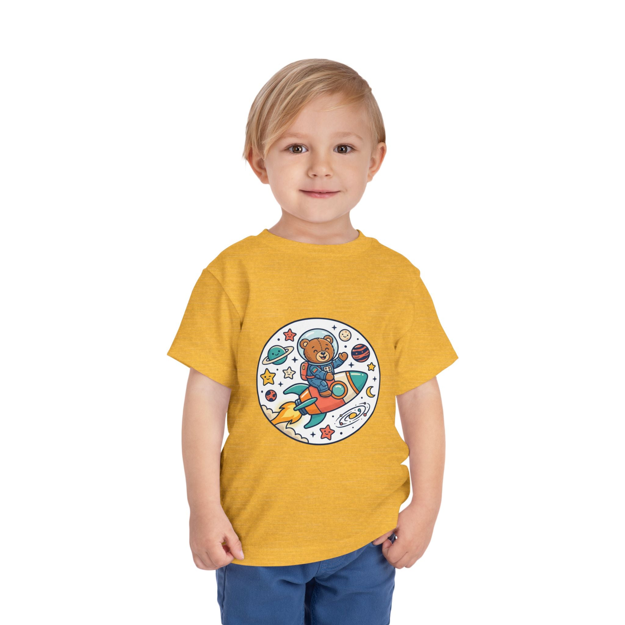 Toddler Tee — 'Dream Big Explore More' Space Bear Rocket Shirt