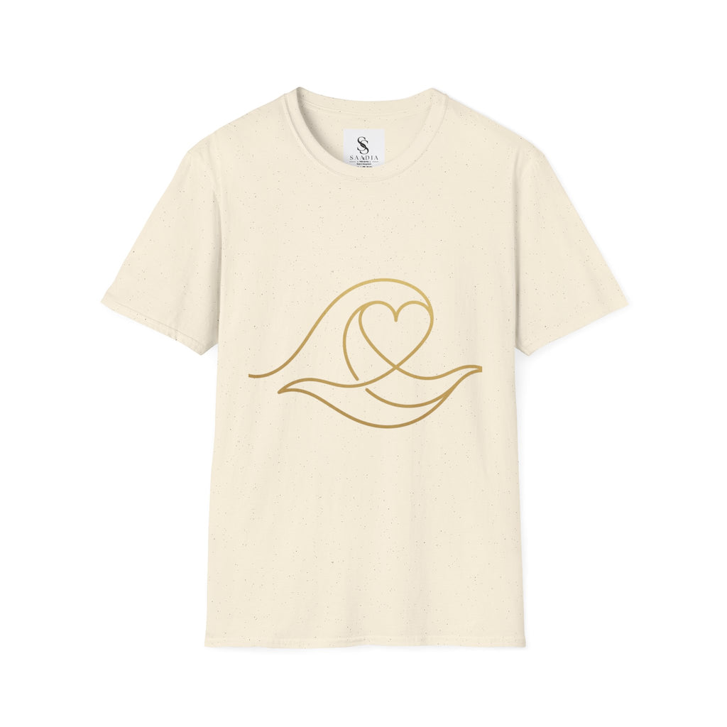 T-Shirt — Minimal Gold Wave Heart Graphic Tee | Beachy, Romantic Casual Top