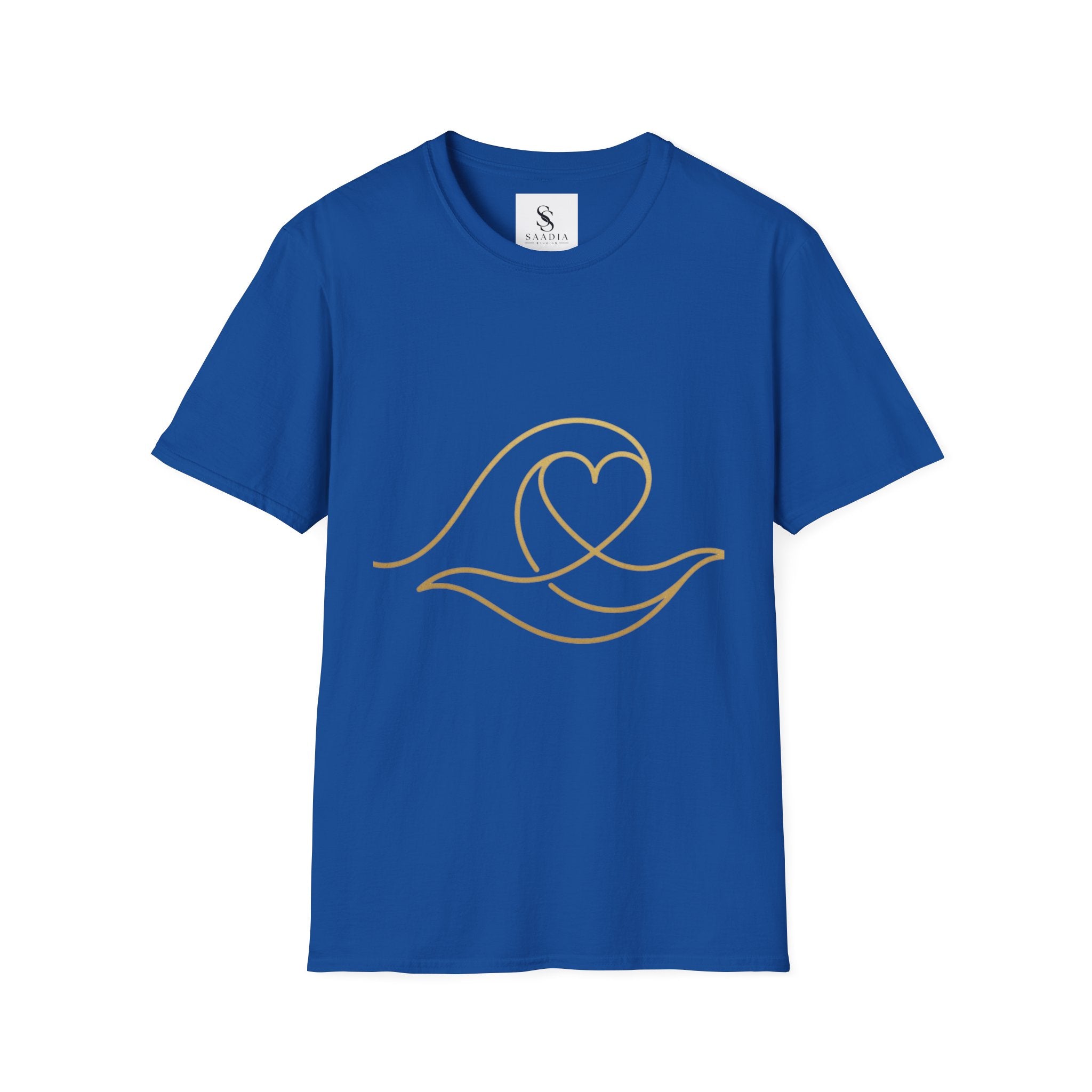 T-Shirt — Minimal Gold Wave Heart Graphic Tee | Beachy, Romantic Casual Top