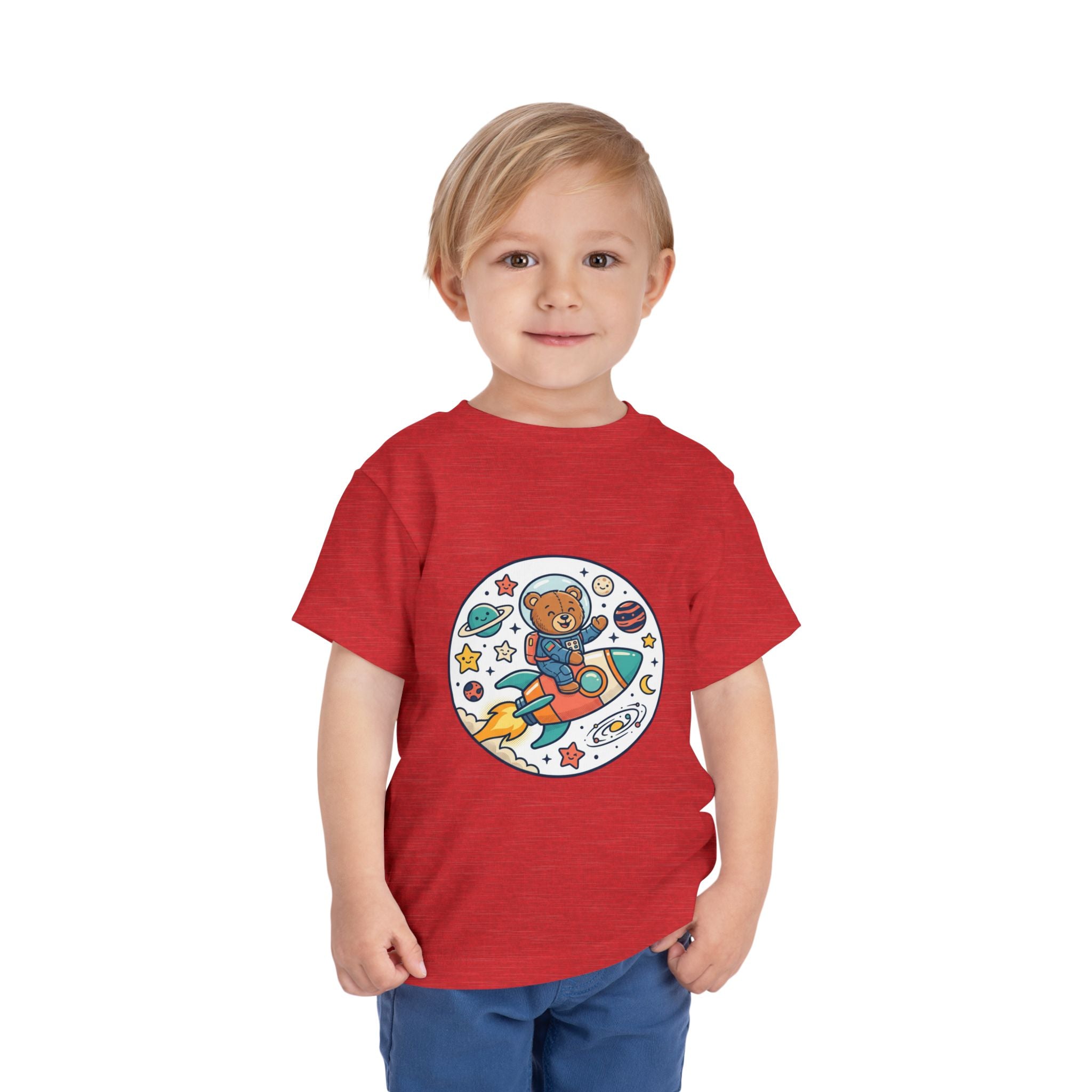 Toddler Tee — 'Dream Big Explore More' Space Bear Rocket Shirt