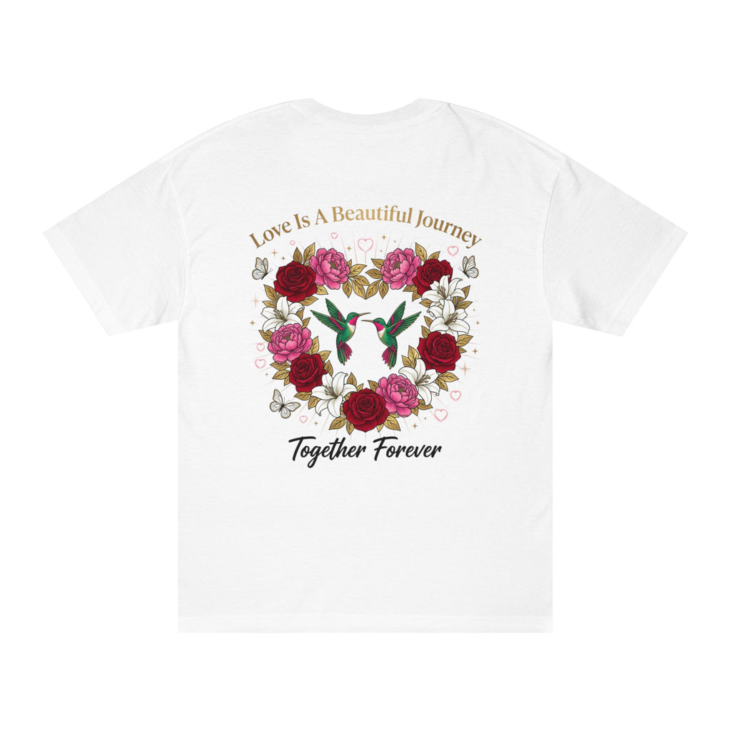 Valentine's 'Made With Love' Heart Tee — Floral Hummingbird Together Forever T-Shirt