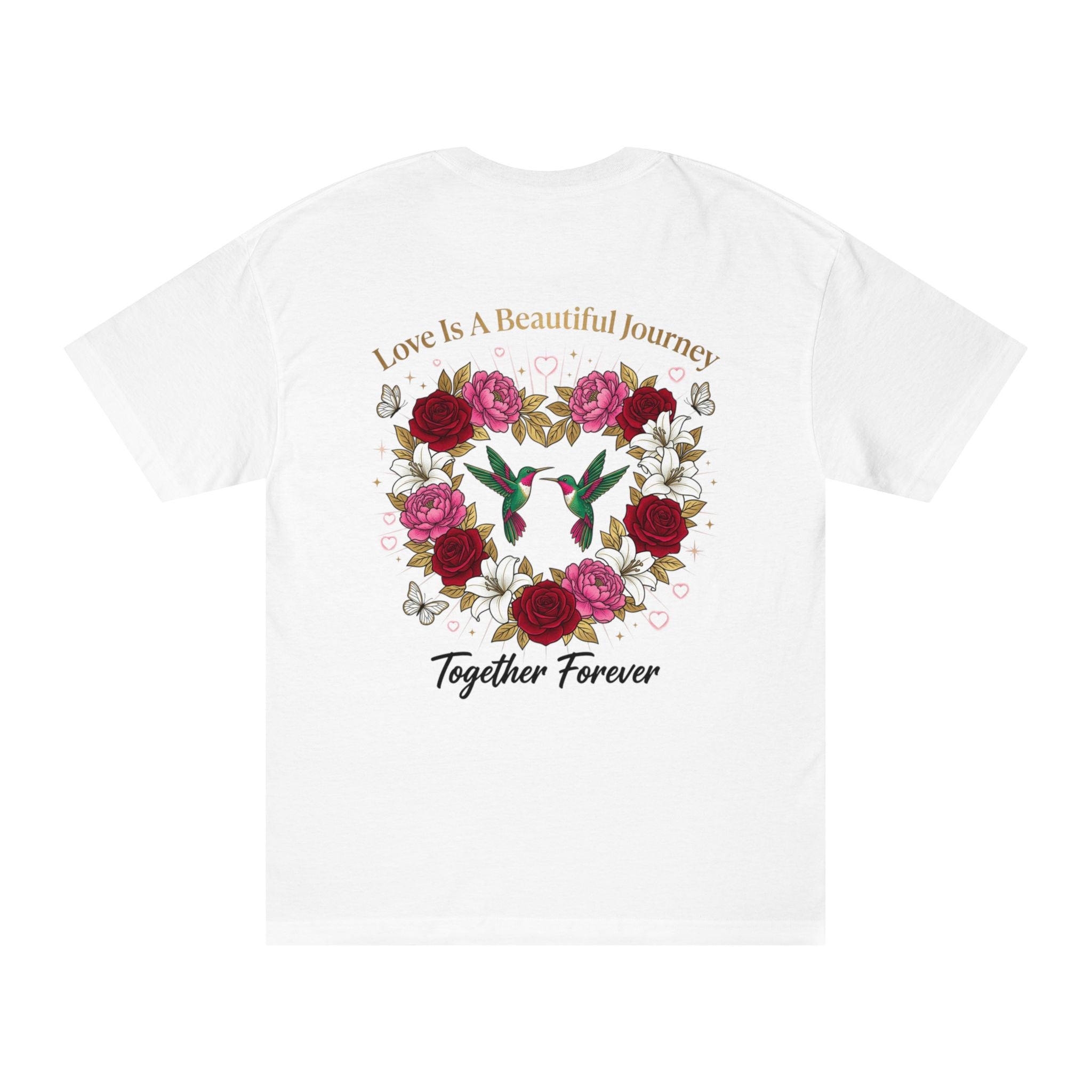 Valentine's 'Made With Love' Heart Tee — Floral Hummingbird Together Forever T-Shirt