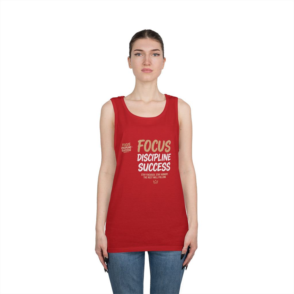 Motivational 'FOCUS Discipline Success' Cotton Tank Top