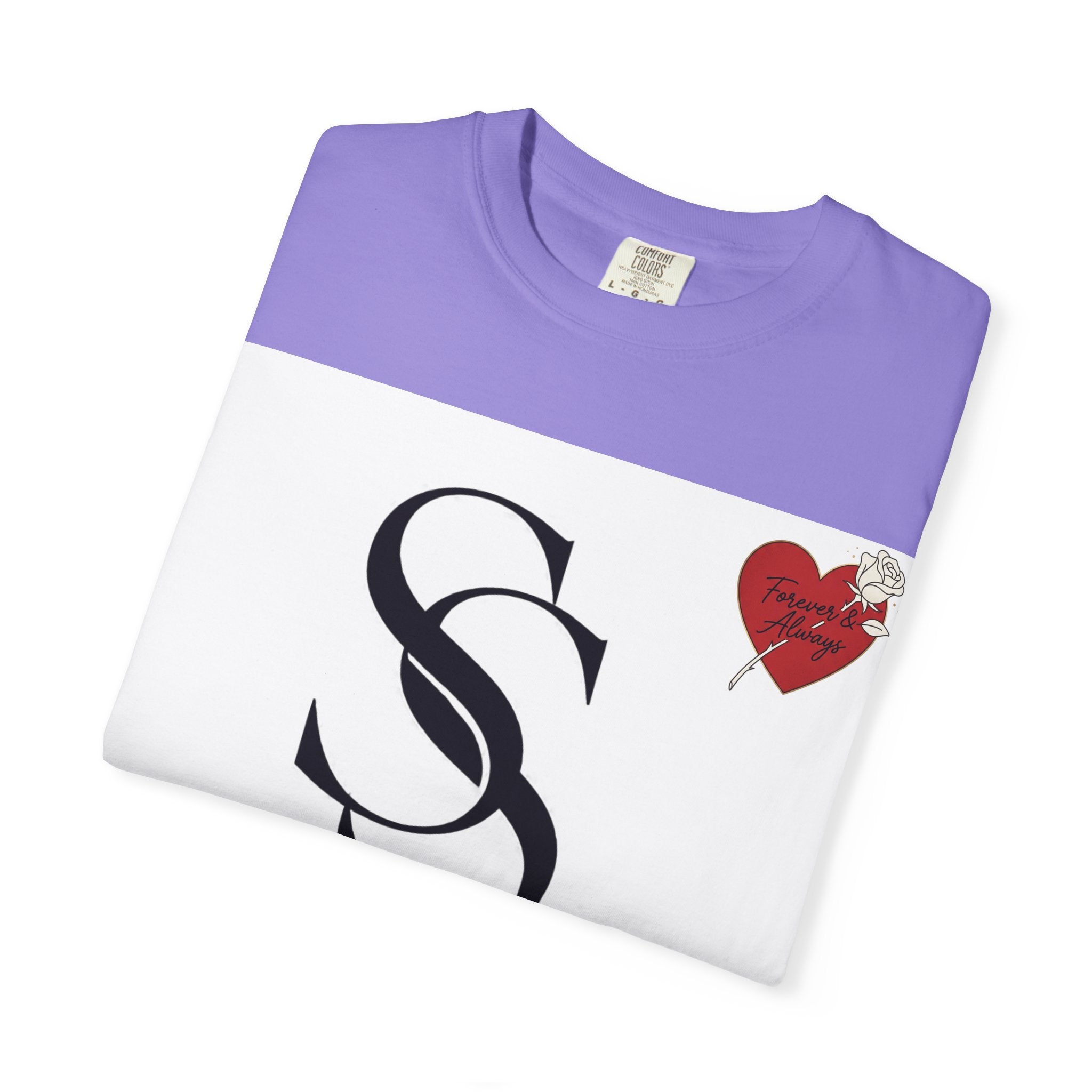 Saadia Studios Logo T-Shirt — SS Monogram Tee with Heart Accent