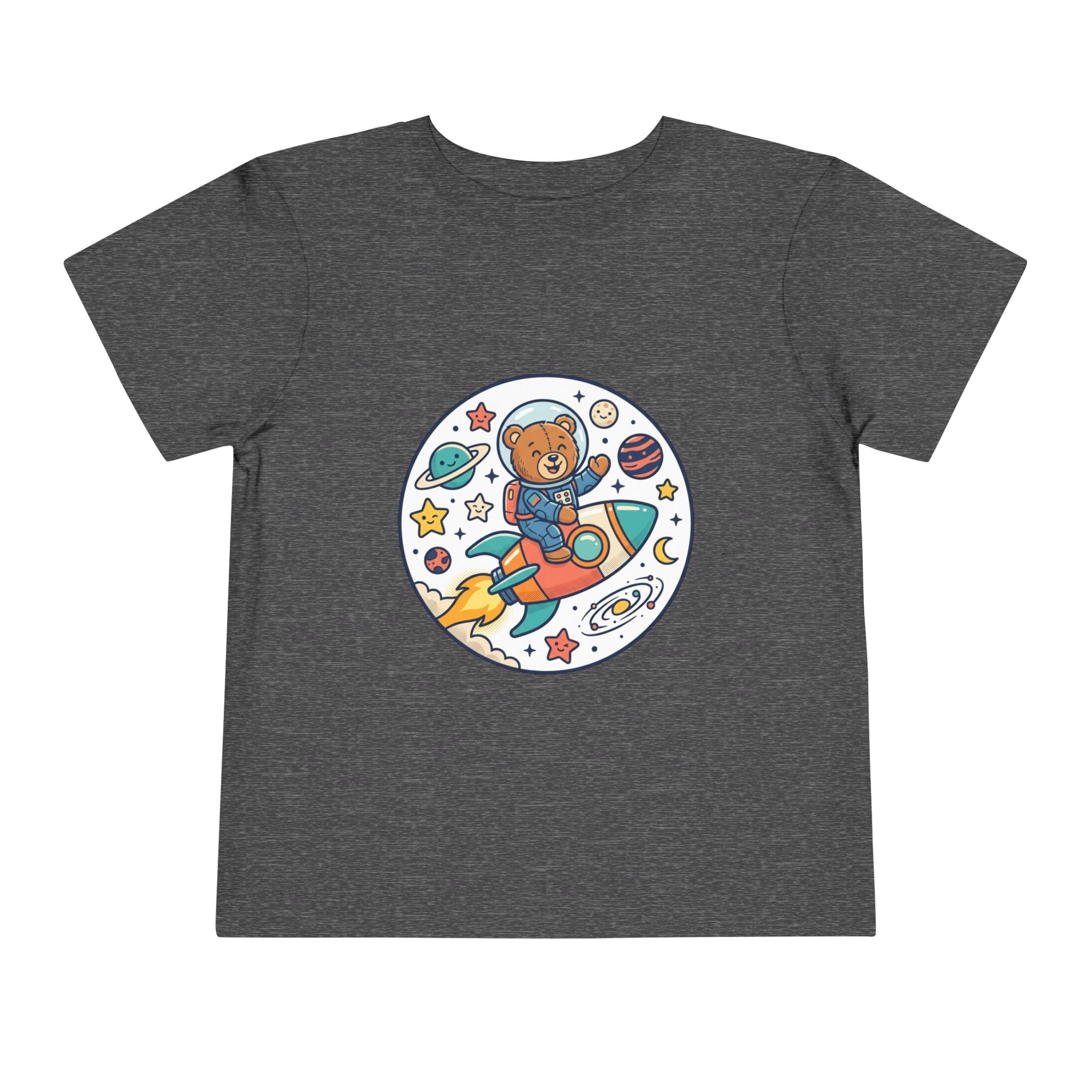 Toddler Tee — 'Dream Big Explore More' Space Bear Rocket Shirt