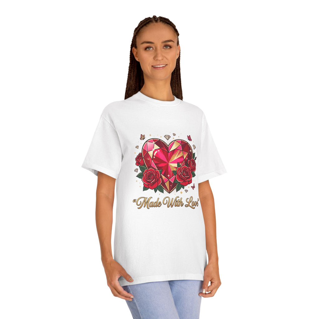 Valentine's 'Made With Love' Heart Tee — Floral Hummingbird Together Forever T-Shirt