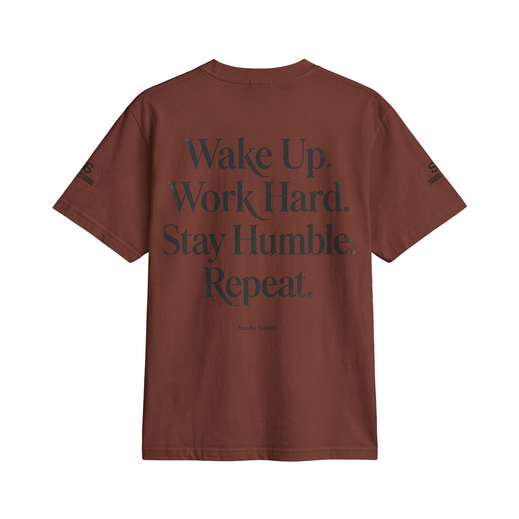 No Excuses T-Shirt — "Wake Up. Work Hard. Stay Humble. Repeat." Motivational Tee