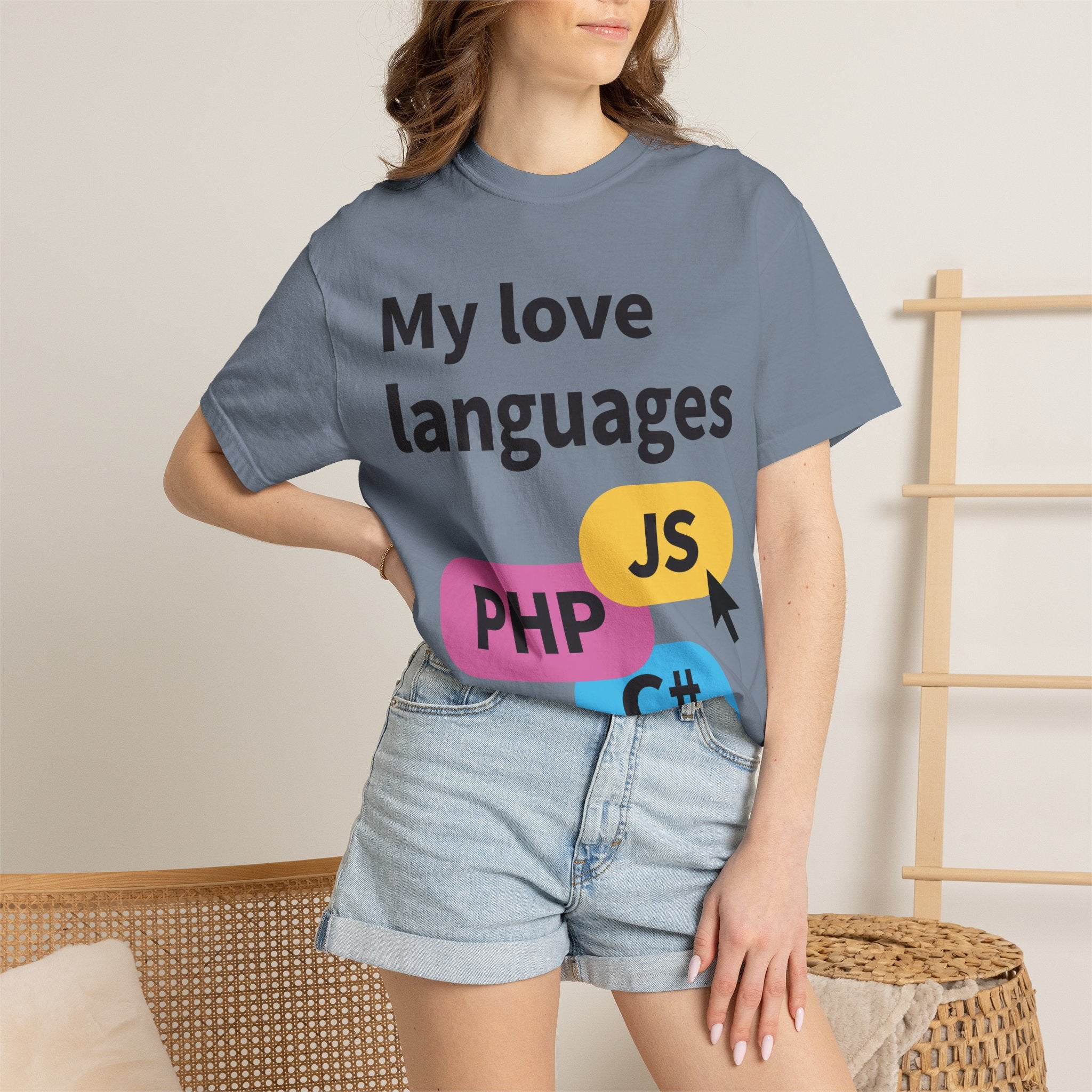 My Love Languages T-Shirt — Funny Programmer Tee (PHP • JS • C#)