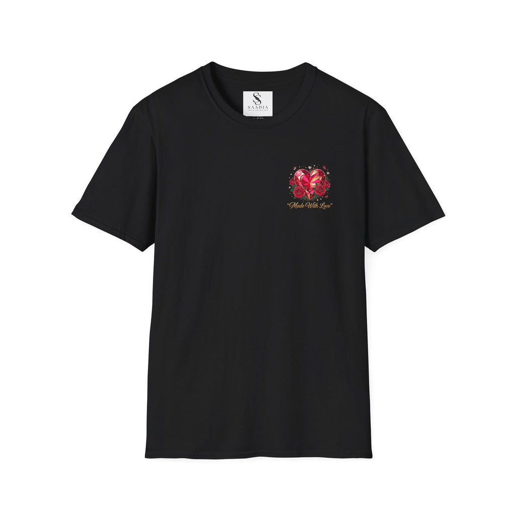 Heart Floral Graphic T-Shirt — "Made With Love" Chest Print