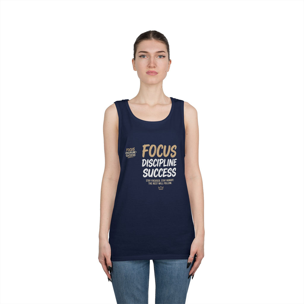 Motivational 'FOCUS Discipline Success' Cotton Tank Top