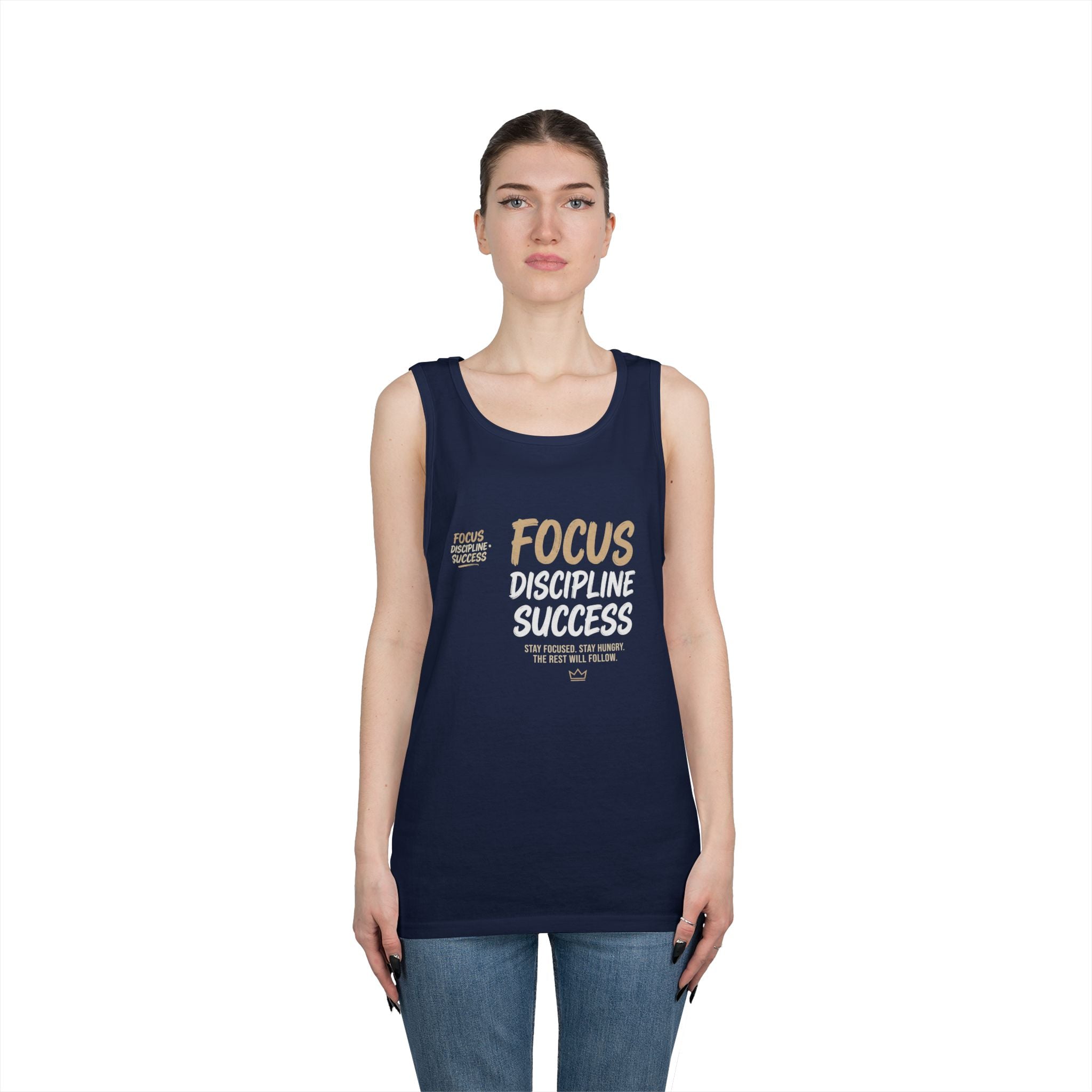 Motivational 'FOCUS Discipline Success' Cotton Tank Top
