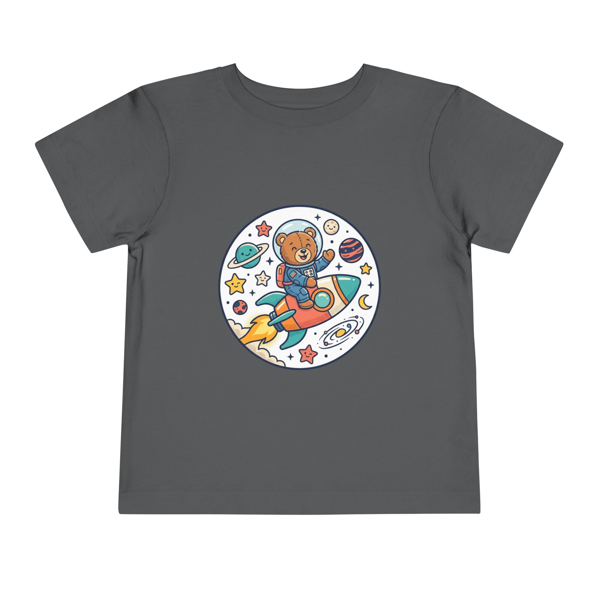 Toddler Tee — 'Dream Big Explore More' Space Bear Rocket Shirt