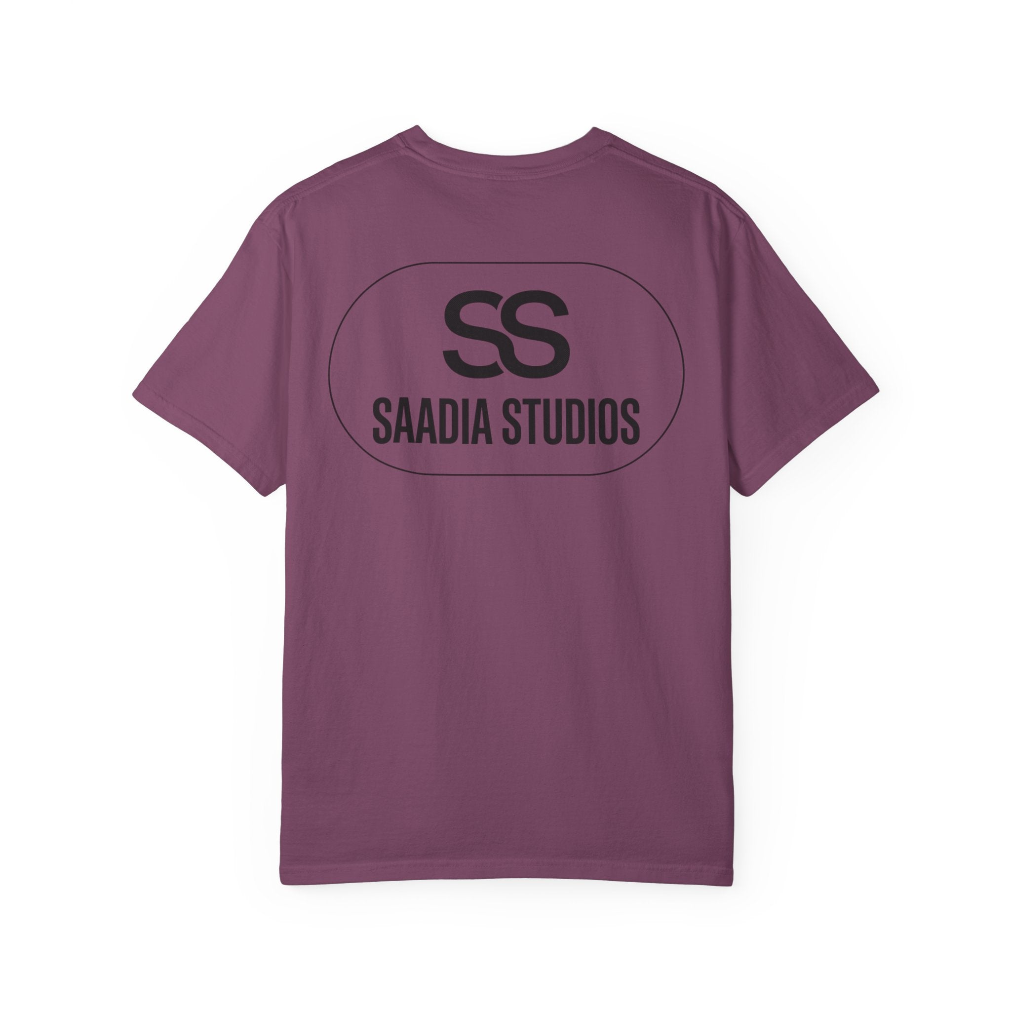 Saadia Studios Logo T-Shirt — SS Monogram Tee with Heart Accent