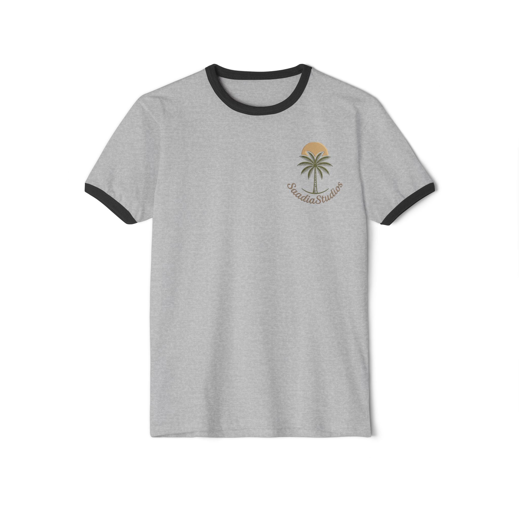 Coastal Life Ringer T-Shirt — "Coastal Life, Mind at Ease" Palm Sunset Tee
