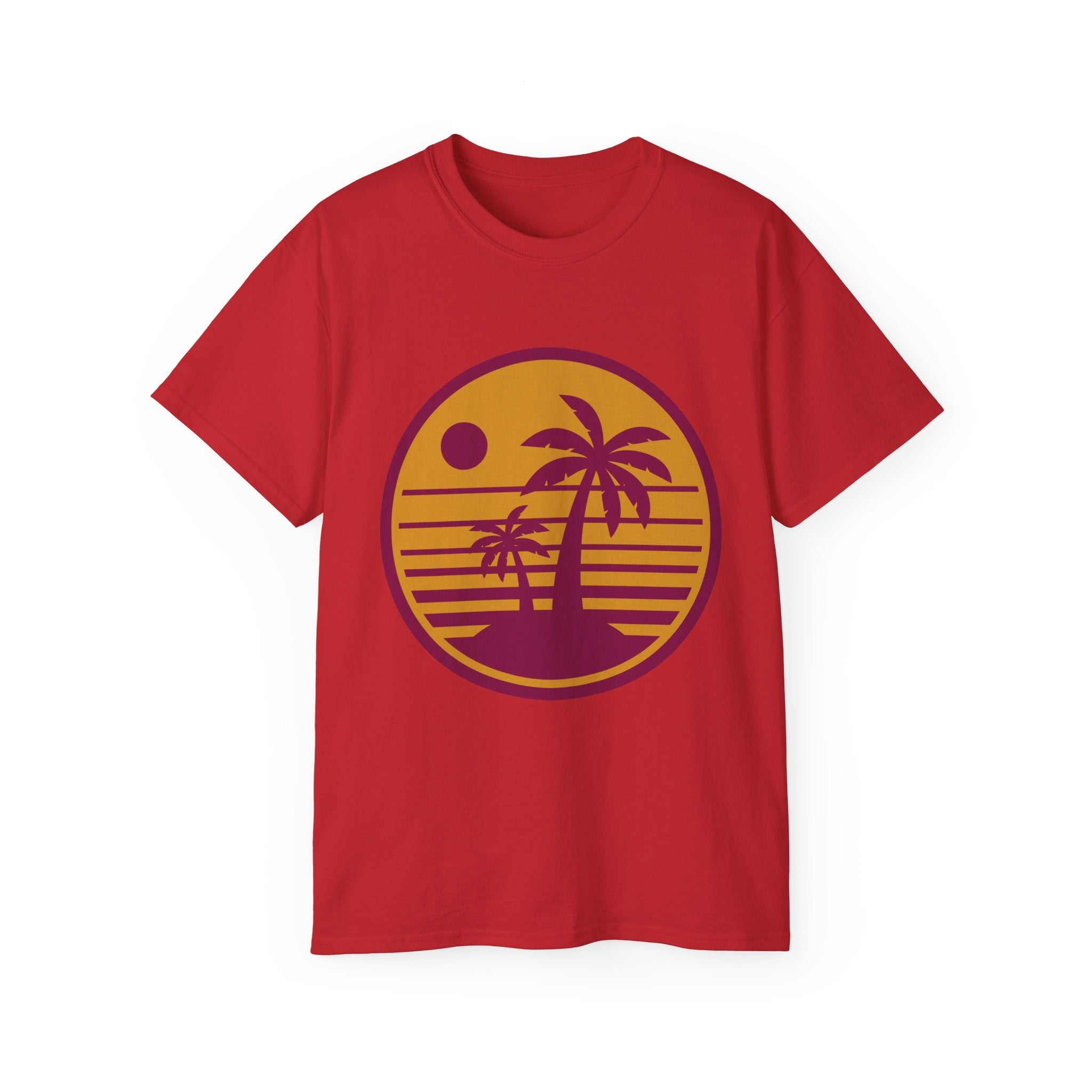 T-Shirt — Retro Palm Sunset Surf Tee ("Salt Air, Soft Hearts")