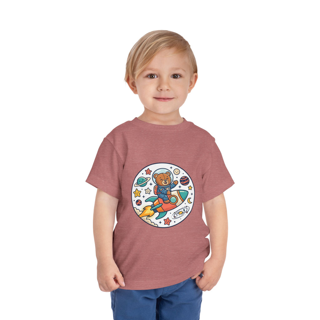 Toddler Tee — 'Dream Big Explore More' Space Bear Rocket Shirt