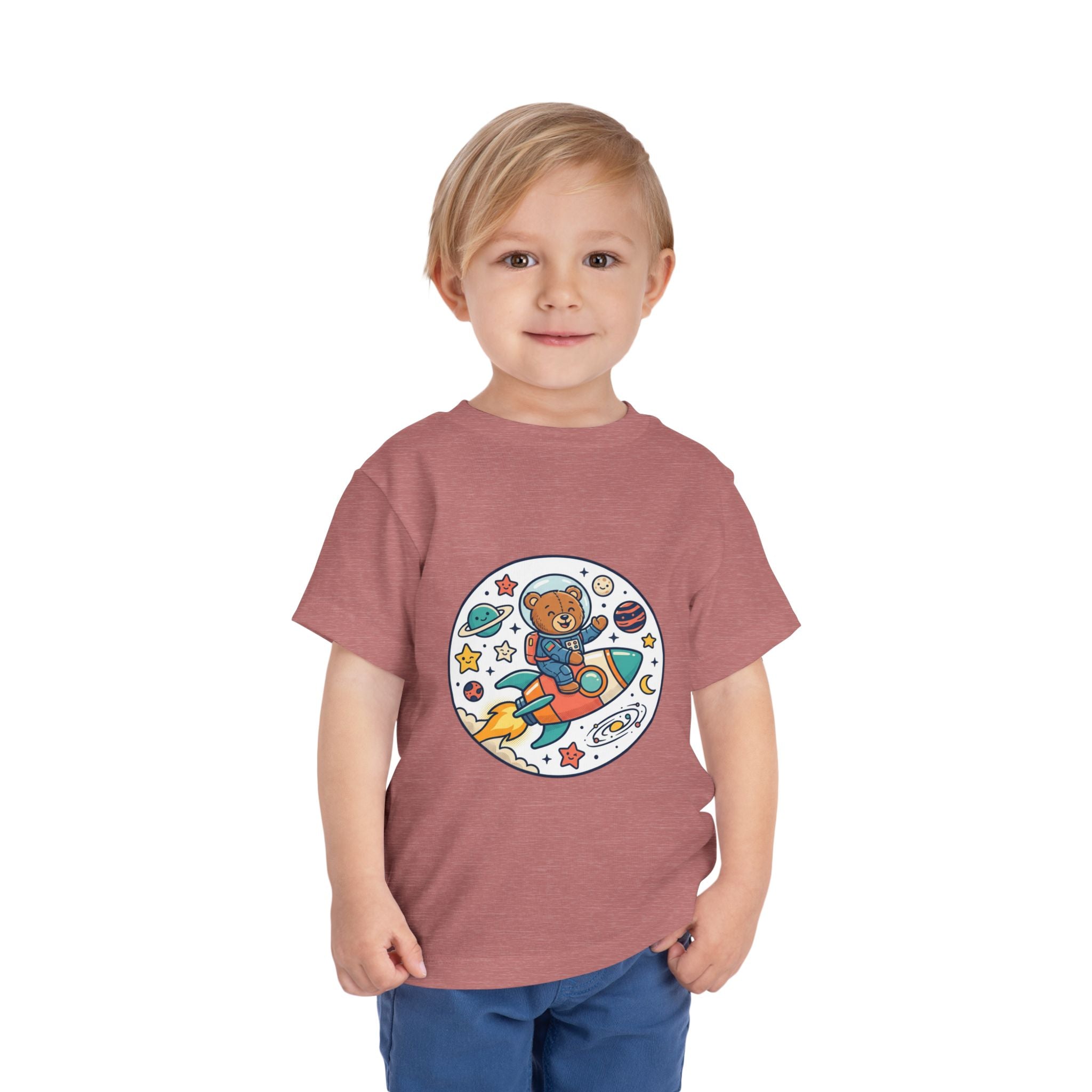 Toddler Tee — 'Dream Big Explore More' Space Bear Rocket Shirt