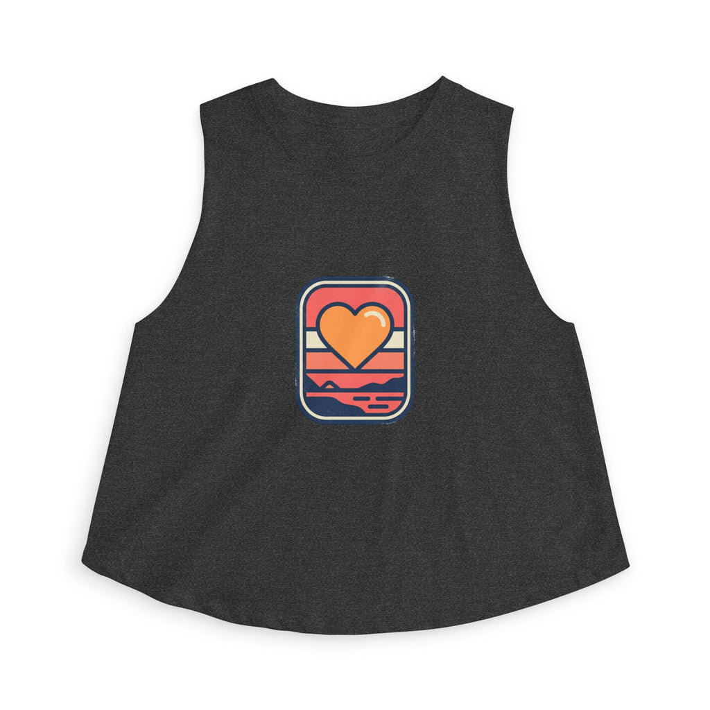 Heart Sunset Crop Top — Retro Beach Love Tank