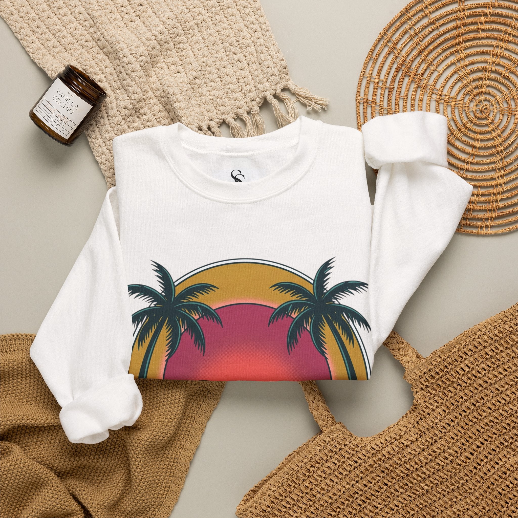 Endless Summer Crewneck Sweatshirt — Vintage Palm Beach Wave Graphic