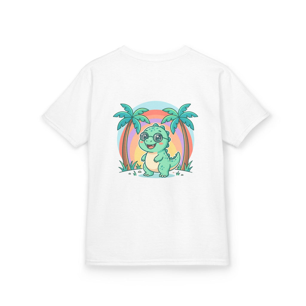Kids Tee — "Adventure Awaits!" Dino Beach Graphic