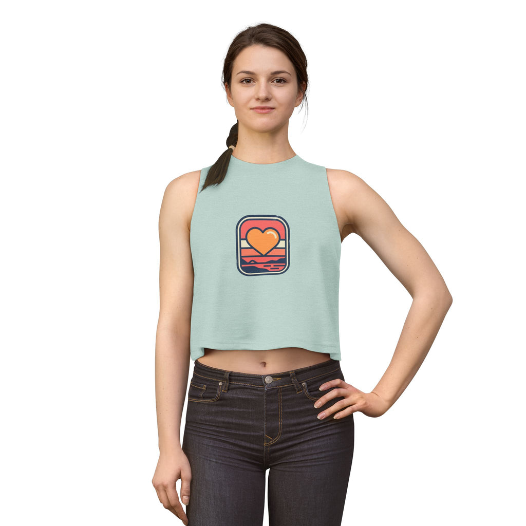 Heart Sunset Crop Top — Retro Beach Love Tank