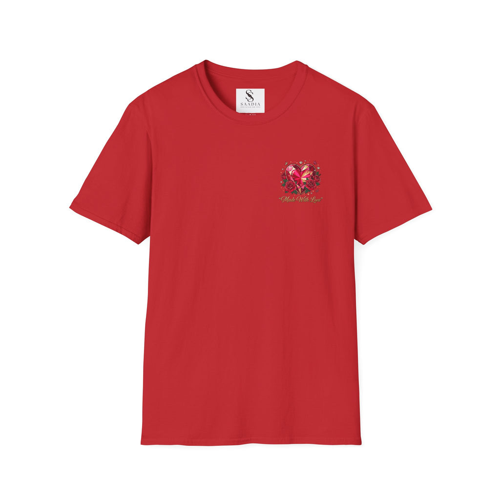 Heart Floral Graphic T-Shirt — "Made With Love" Chest Print