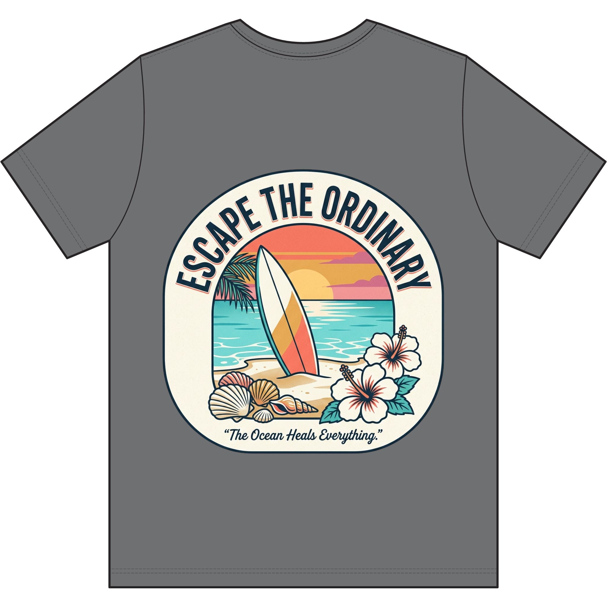 Beach More Worry Less Tee — Surf Sunset Graphic T-Shirt