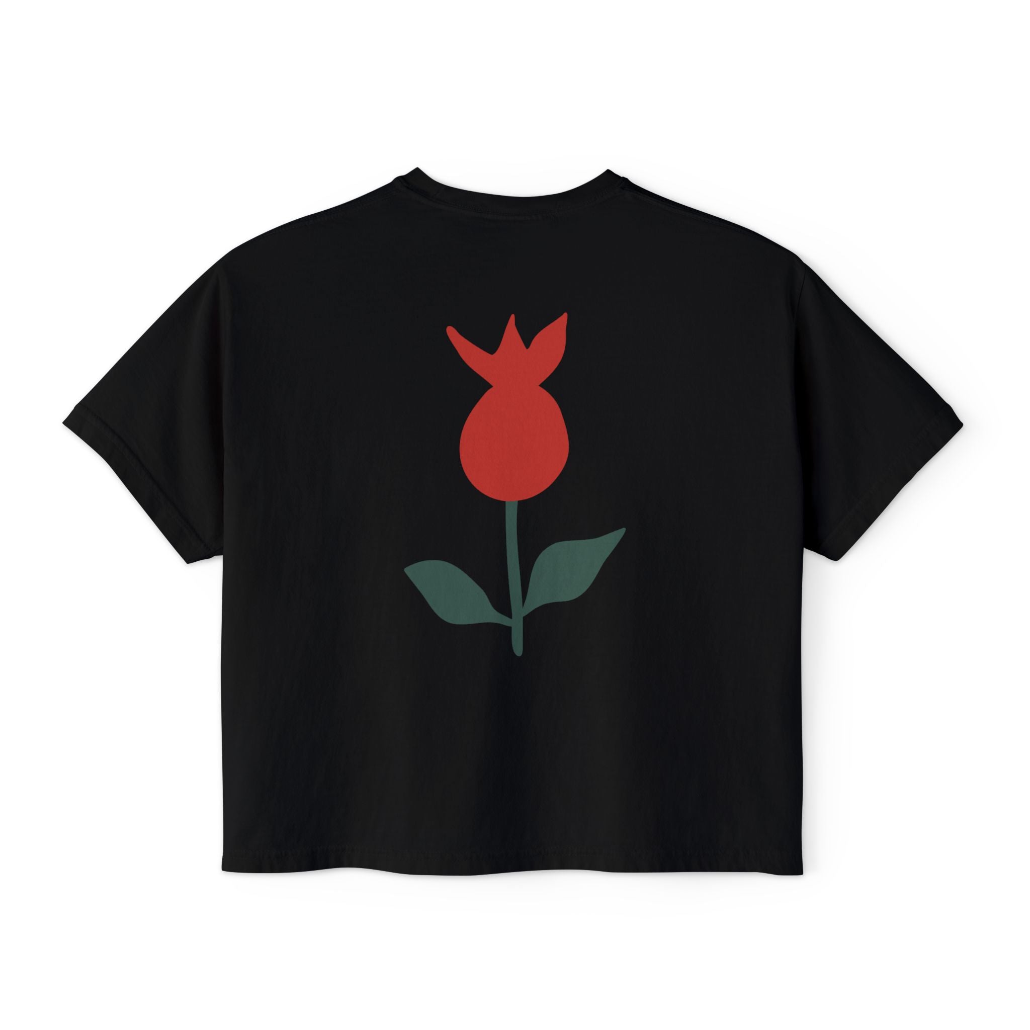 Be Mine Heart Script Boxy Tee — Valentine Rose Graphic Top