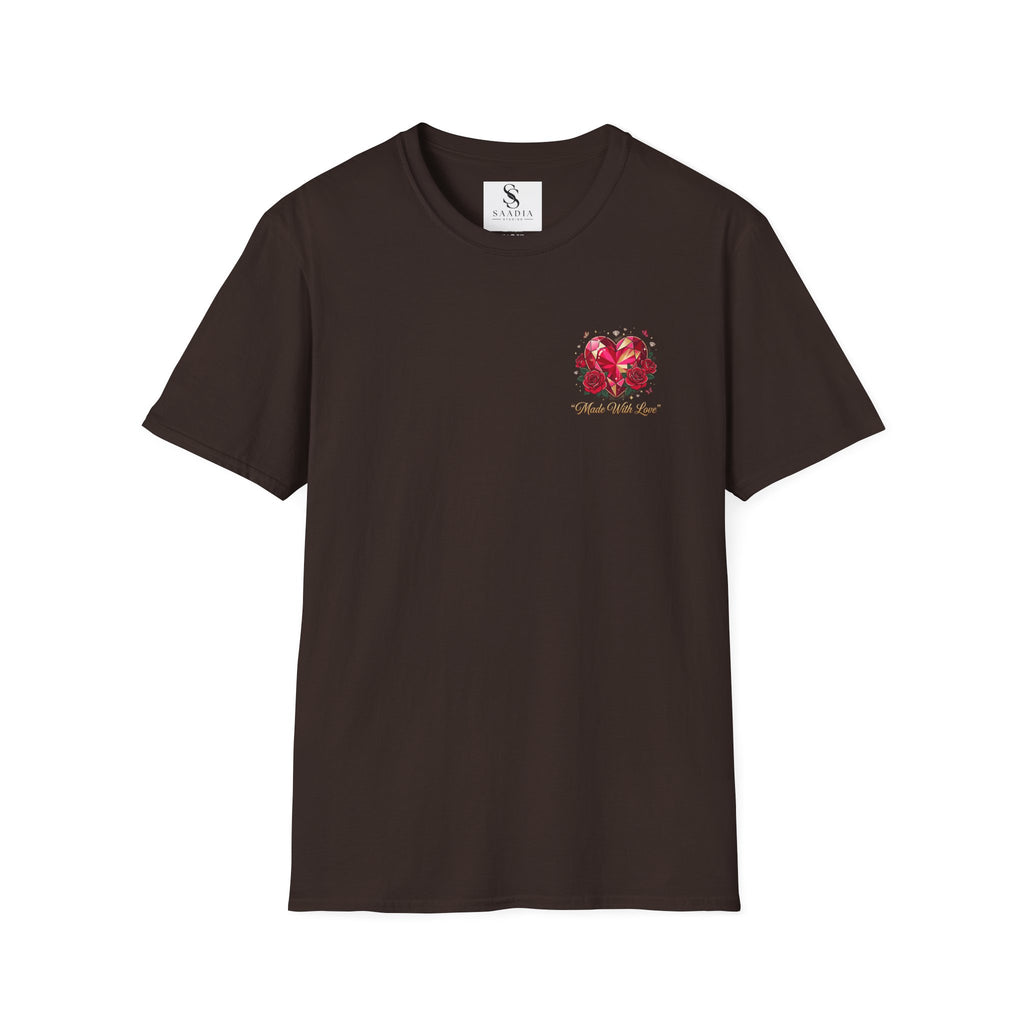 Heart Floral Graphic T-Shirt — "Made With Love" Chest Print