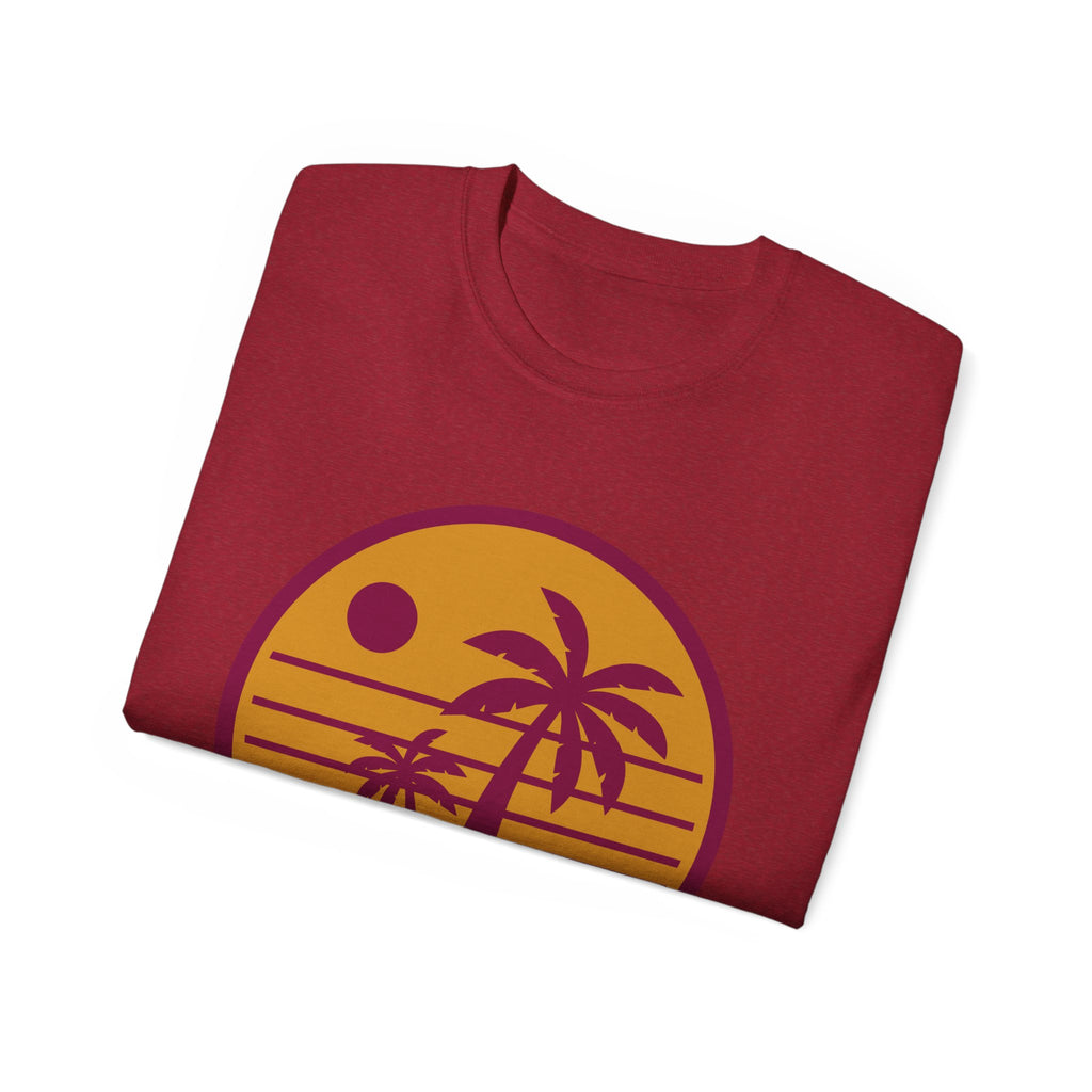 T-Shirt — Retro Palm Sunset Surf Tee ("Salt Air, Soft Hearts")