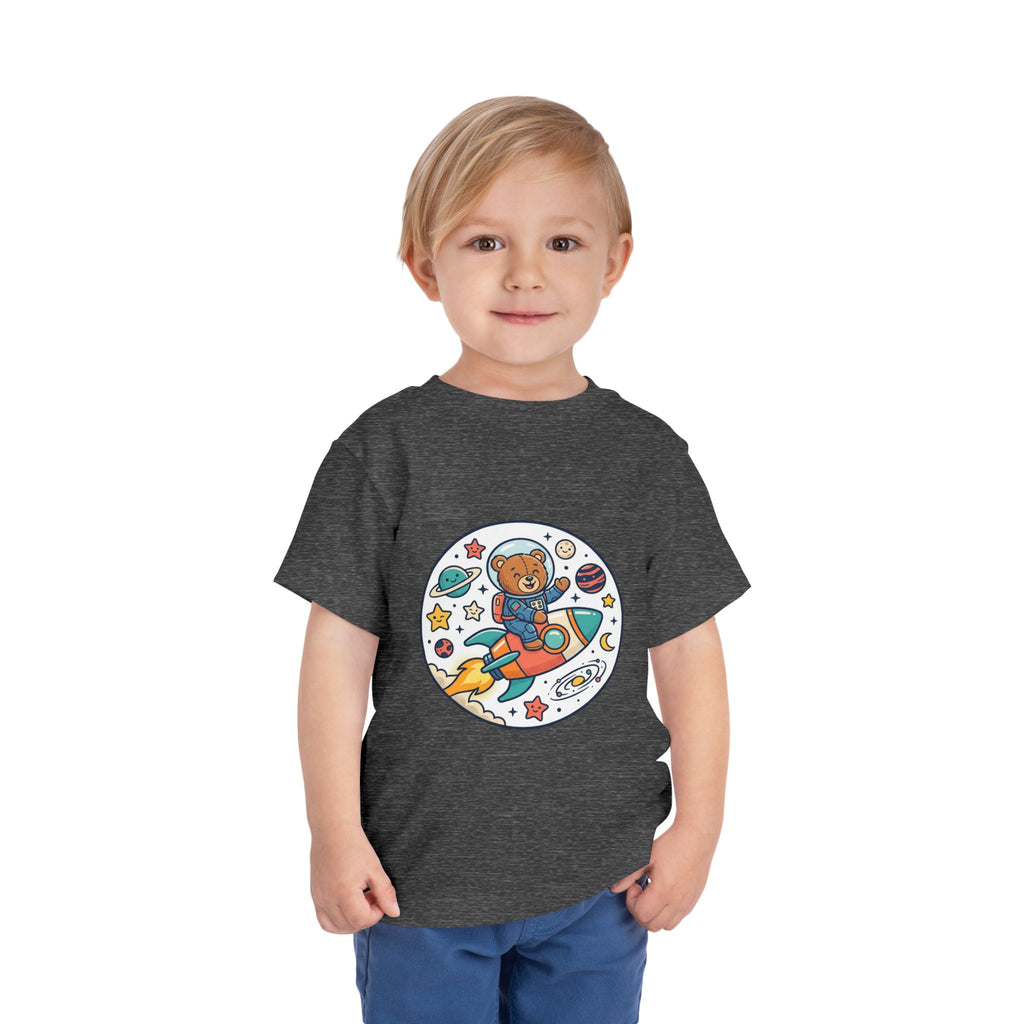 Toddler Tee — 'Dream Big Explore More' Space Bear Rocket Shirt